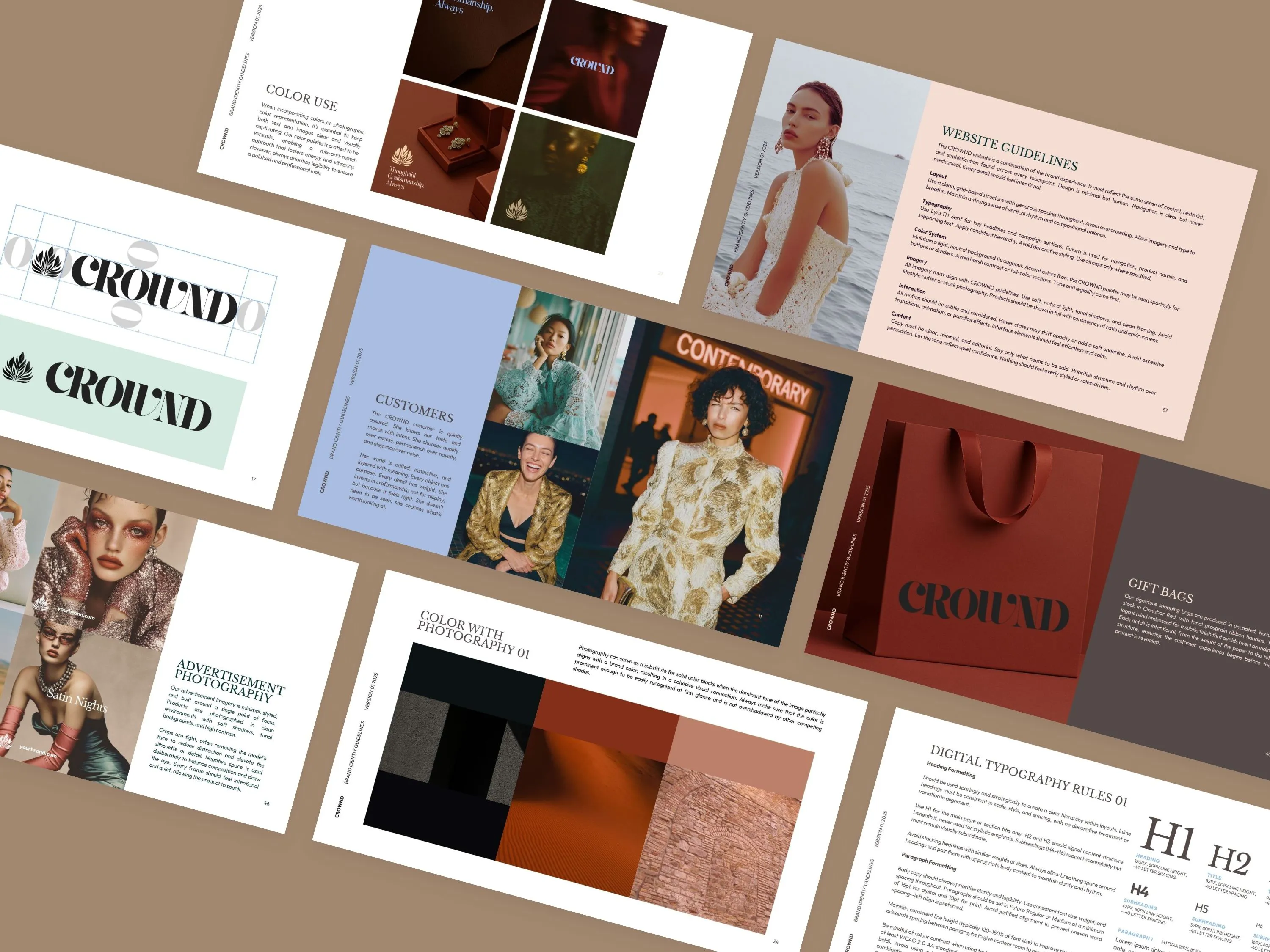Crownd Luxury Brand Identity Guide . Canva Template