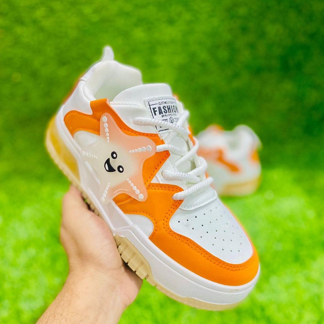 (PK - Website Categroy) Stylish Orange and White Sneaker - Stylish Women's Casual