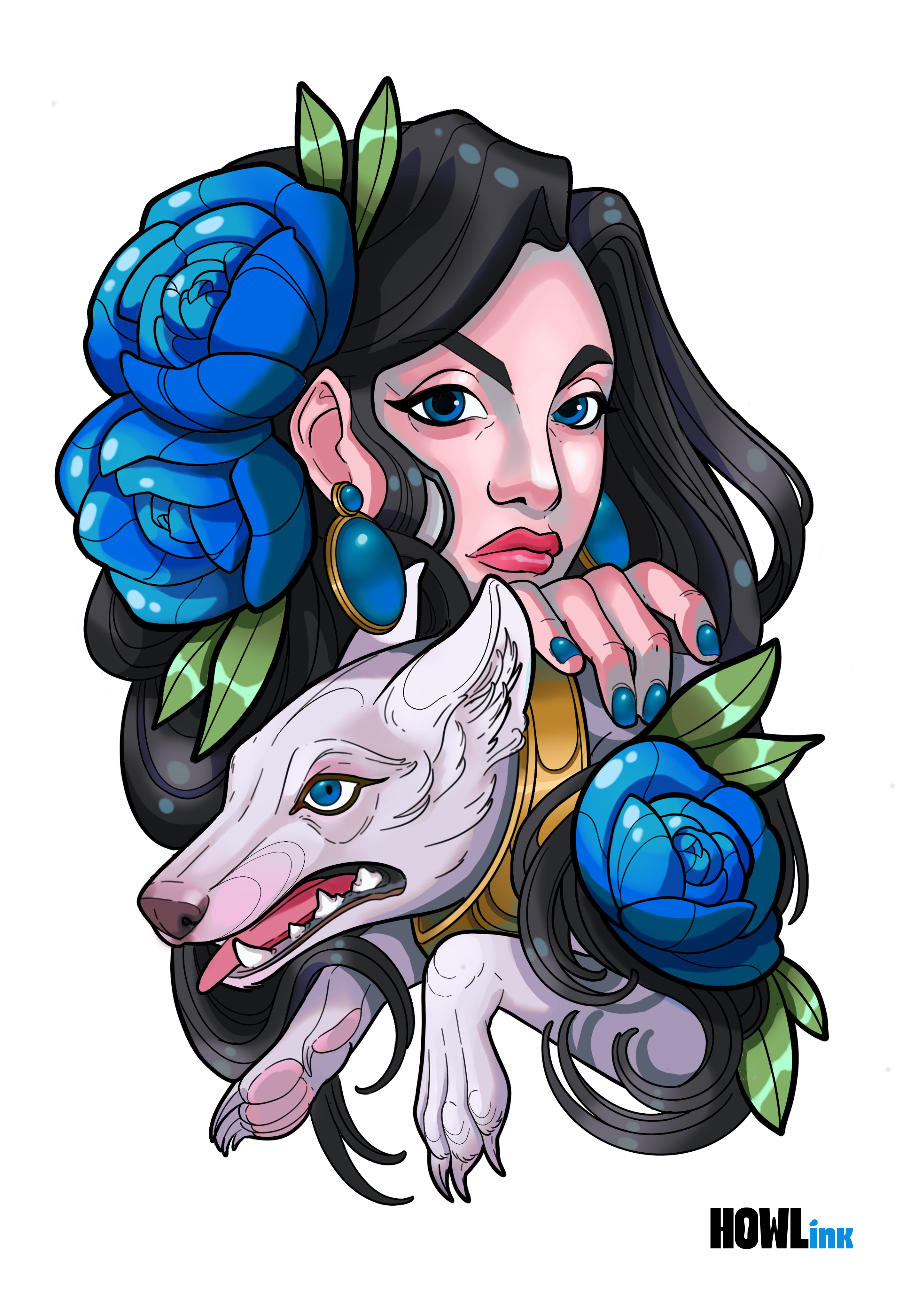 Lámina Dama y perro