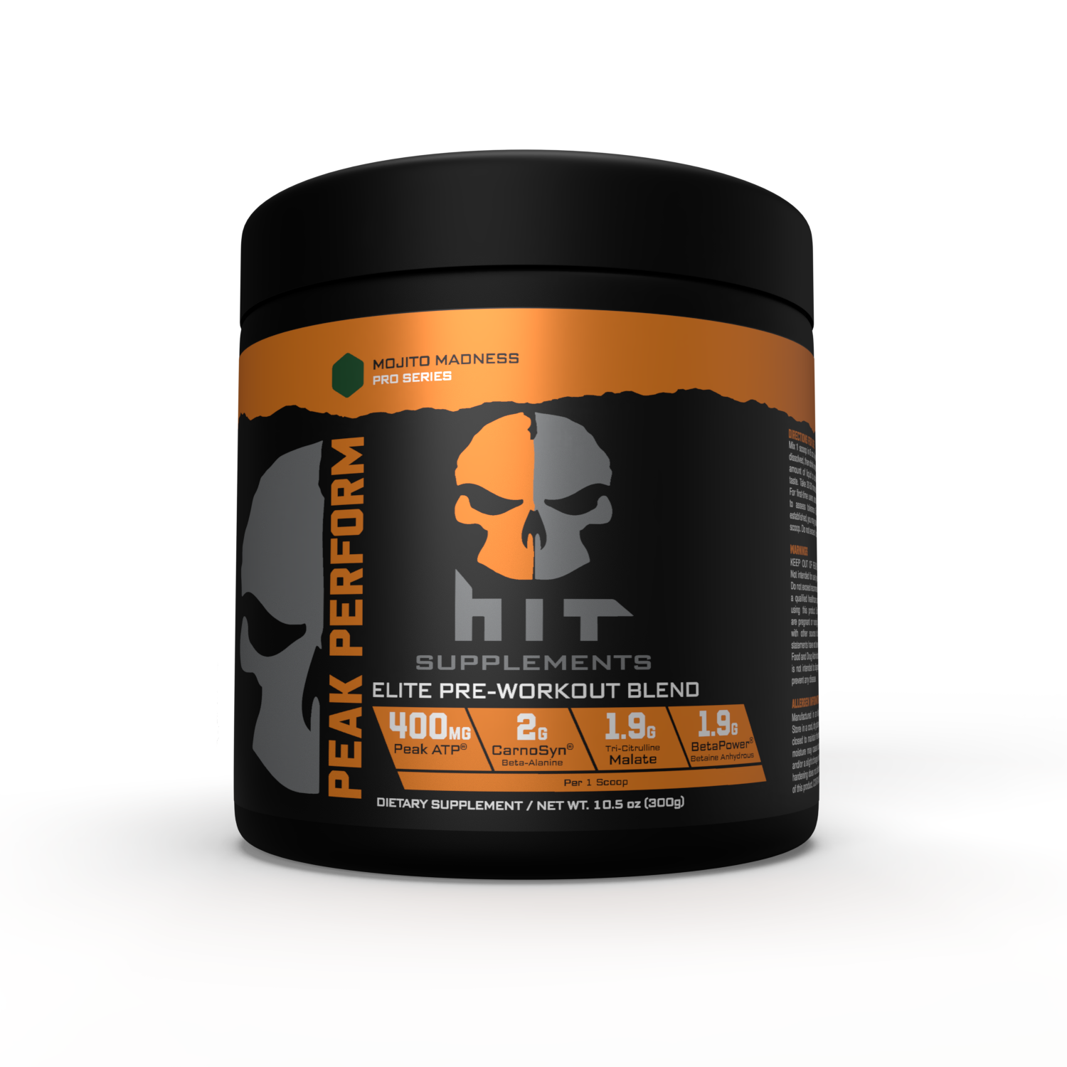 PEAK PERFORM Elite Pre-Workout Blend (Mojito Madness Flavor) 10.5 oz (300g)