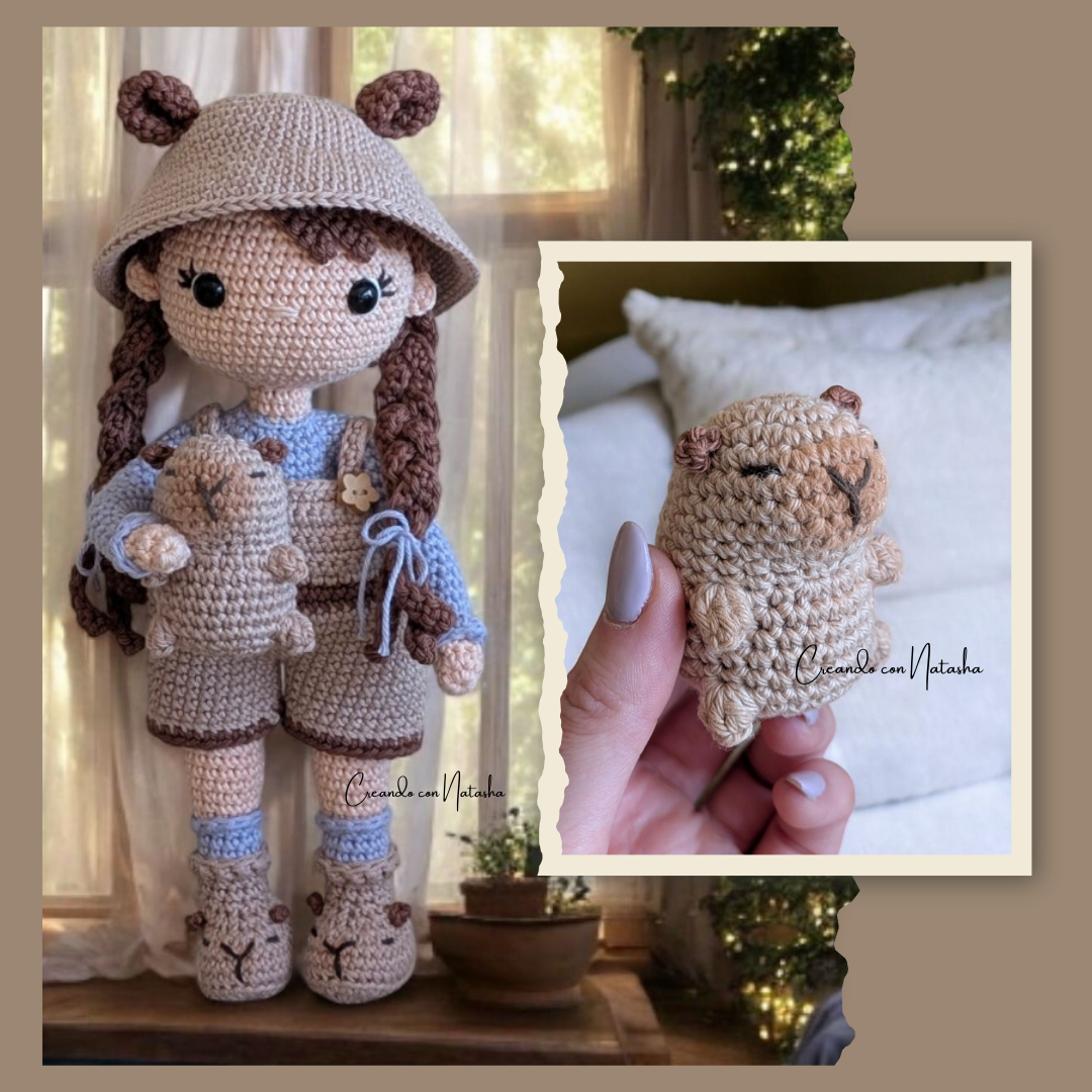 Patrón PDF Muñeca Mara + Capibara Mini – Amigurumi Paso a Paso (Español)