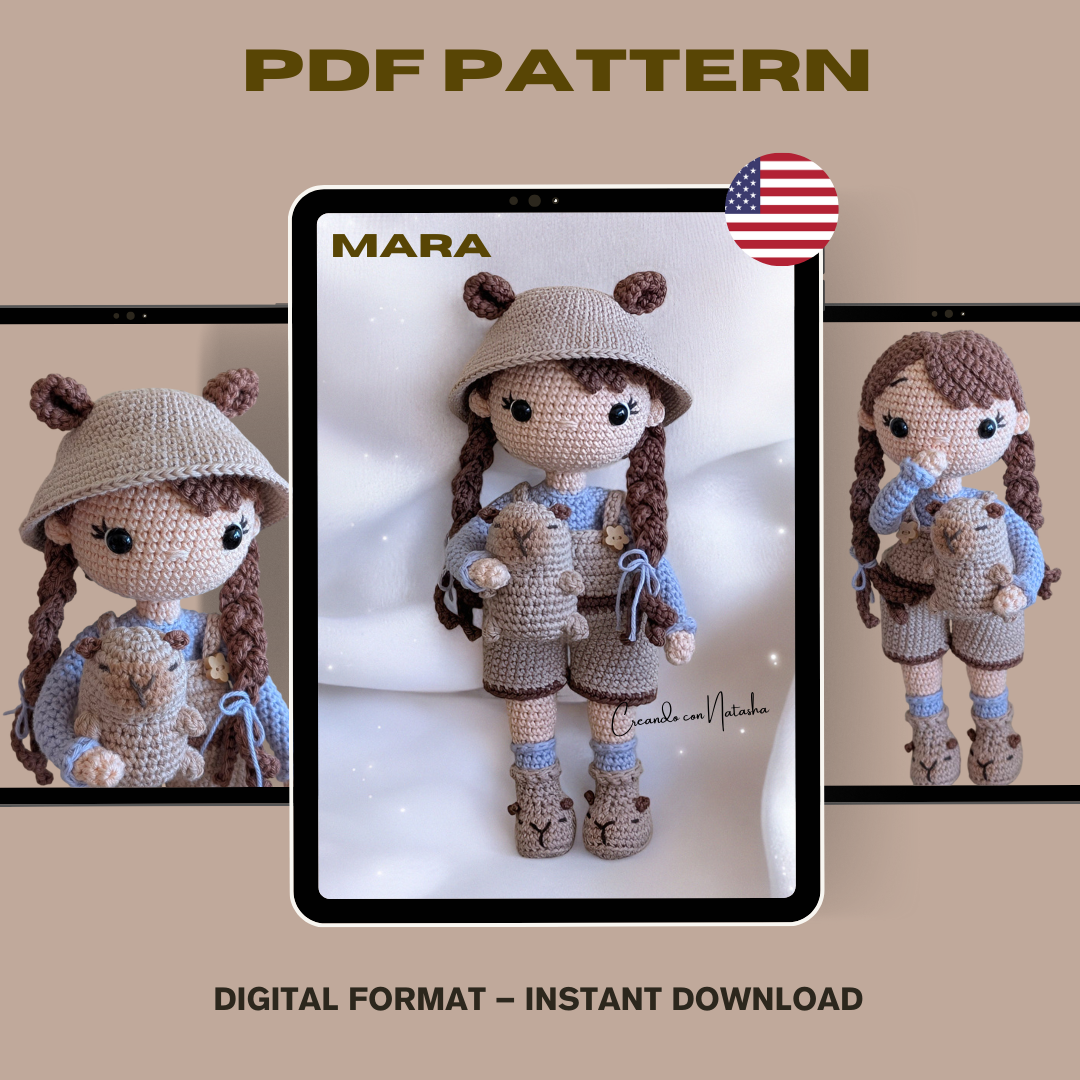 Mara Doll Crochet Pattern + Mini Capybara – Step-by-Step PDF (English)