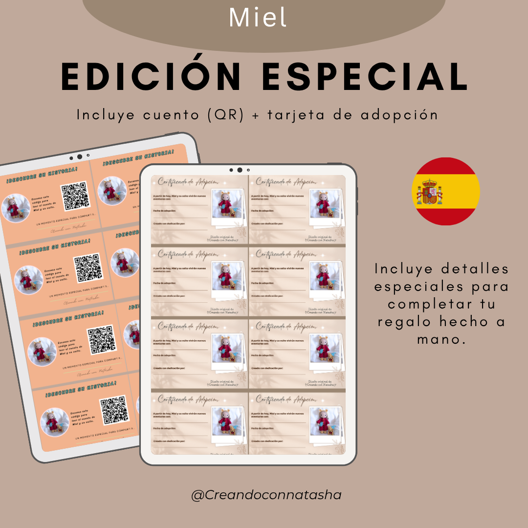 Patrón PDF – Miel, muñeca de amigurumi con osito inspirado en Winnie Pooh
