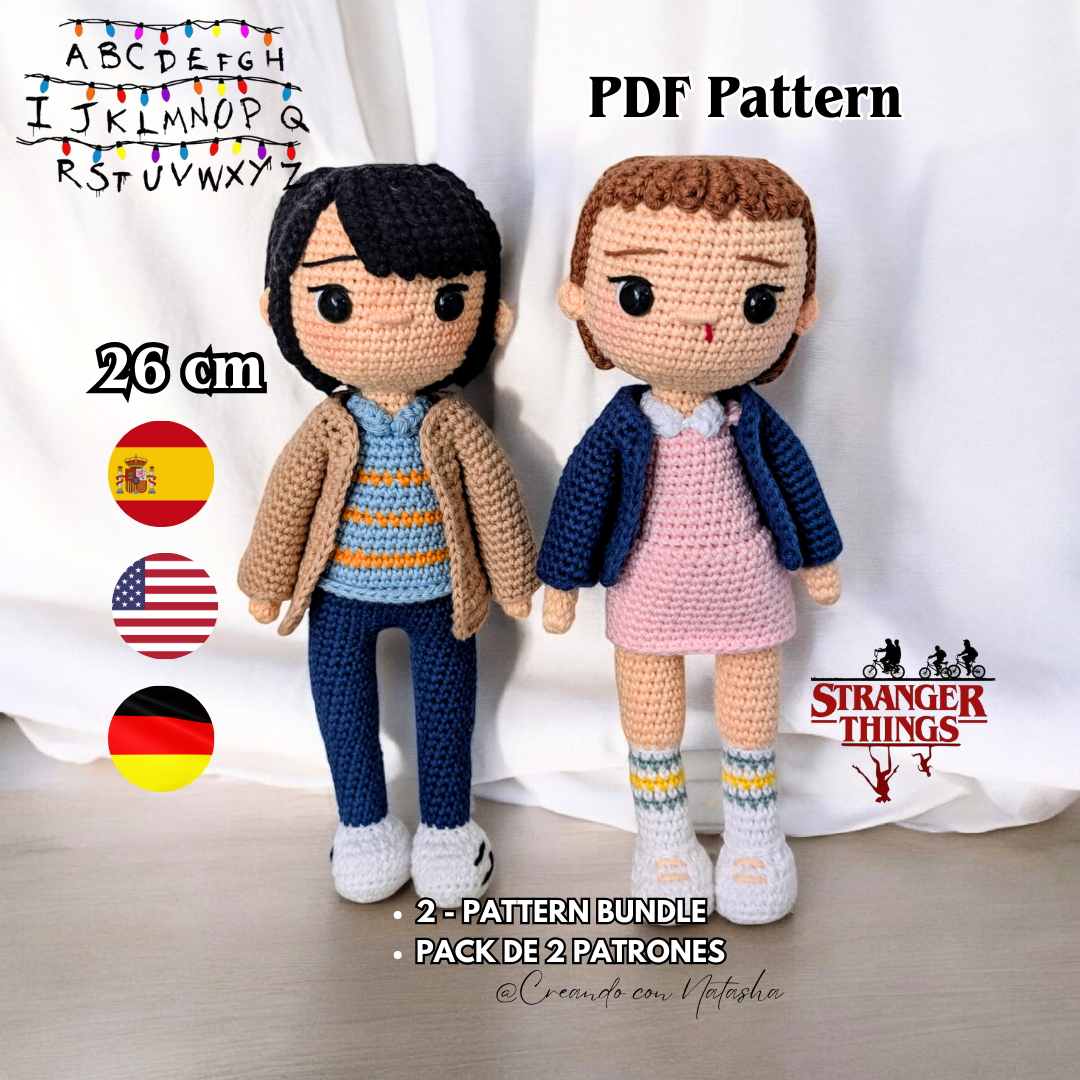 Eleven & Mike Crochet Pattern Bundle – Stranger Things Amigurumi PDF (ES, EN, DE)