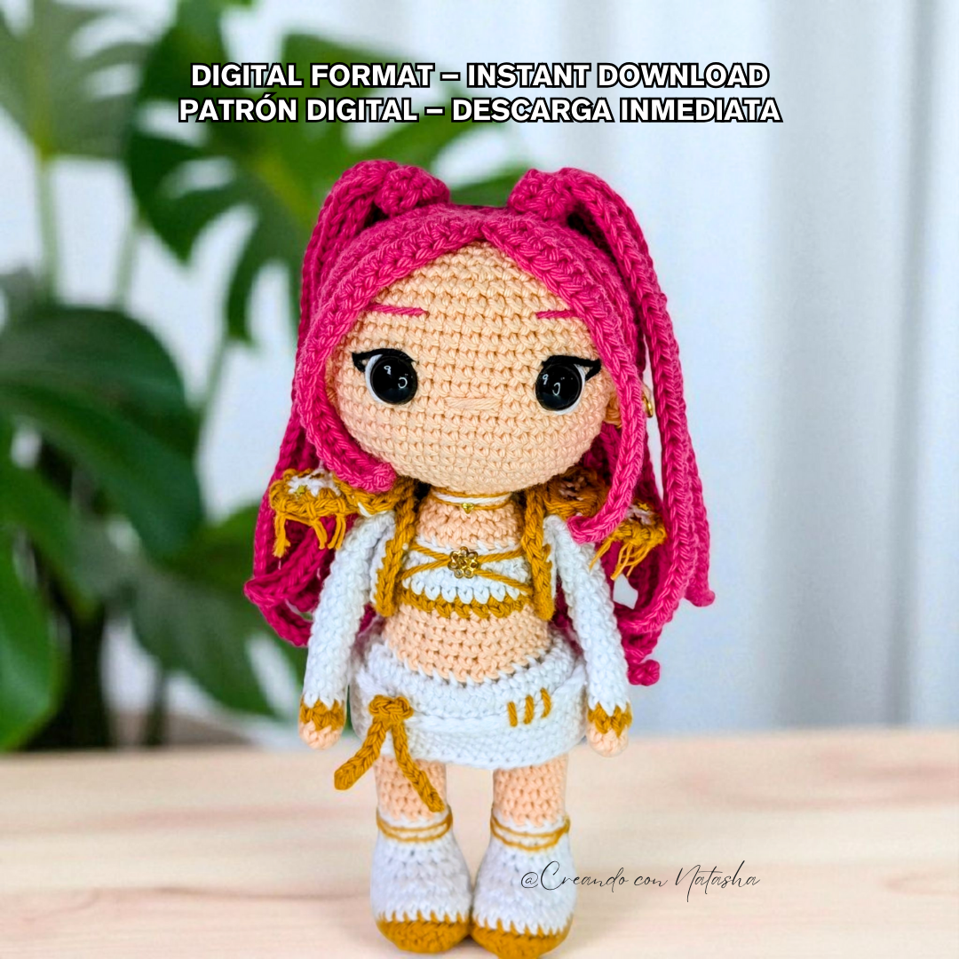 Crochet pattern kpop demon hunter Mira chibi doll pdf digital download