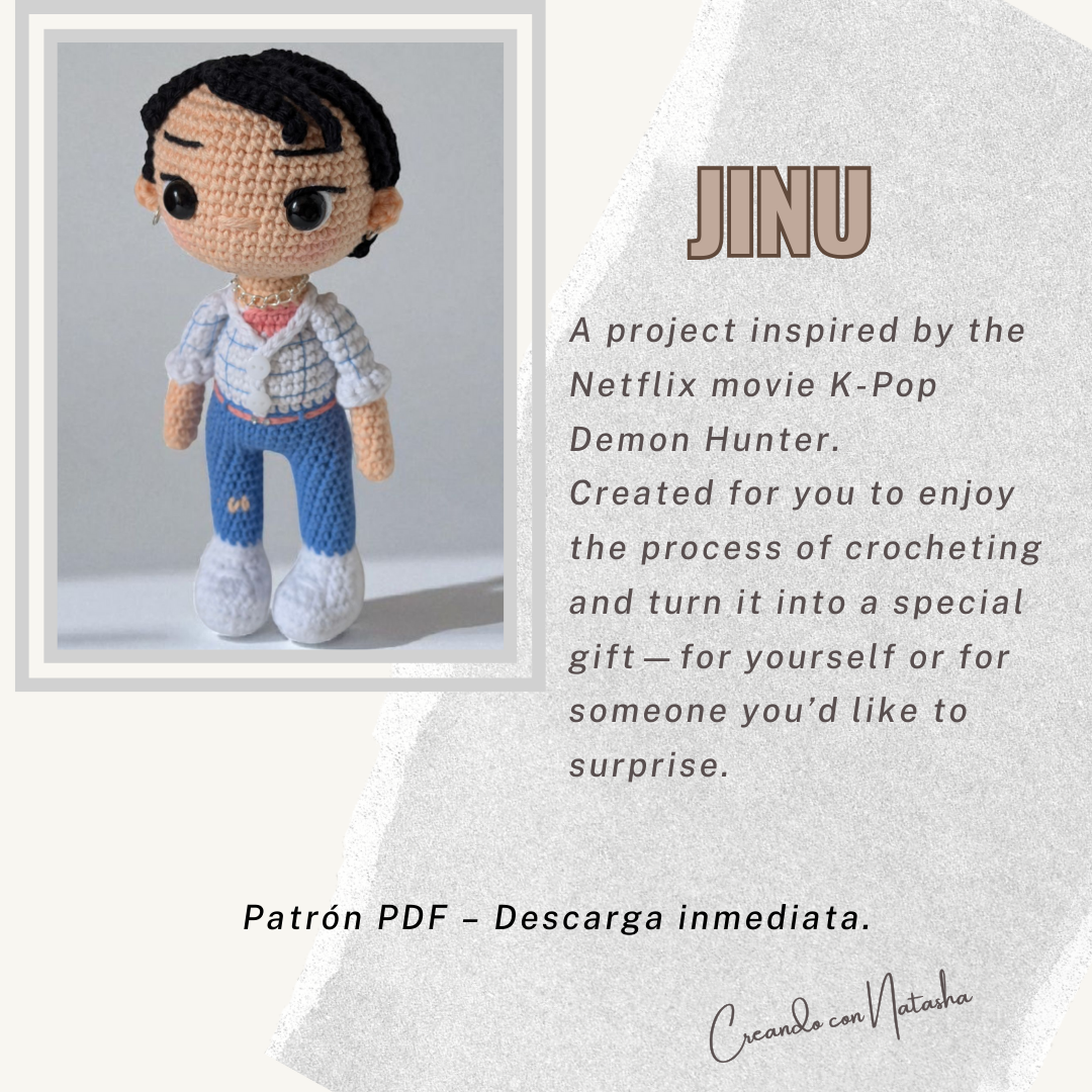 Crochet pattern kpop demon hunter Jinu chibi doll pdf digital download - Saja Boys