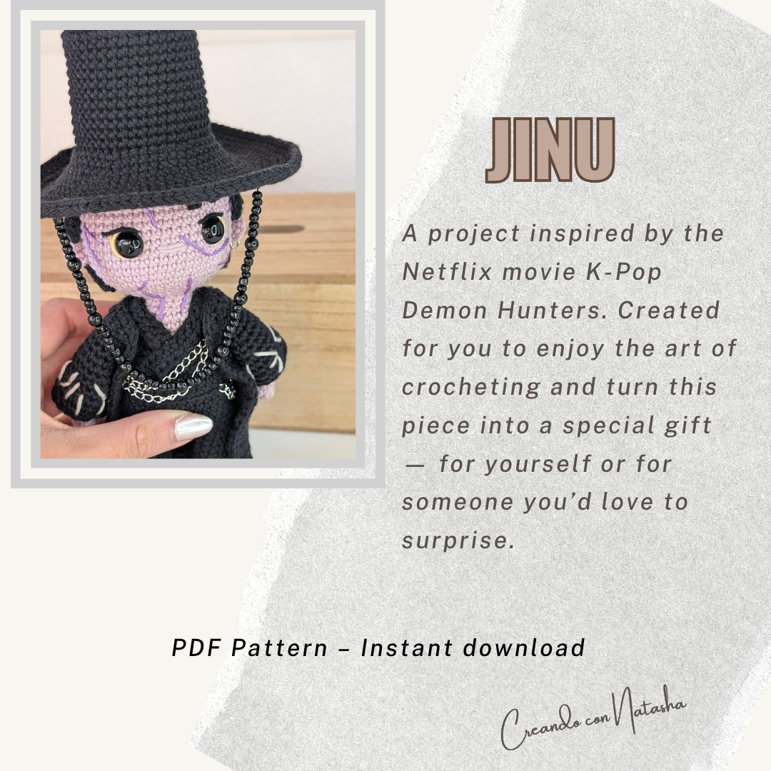 Jinu demon crochet pattern – K-Pop demon hunter amigurumi PDF digital download – Saja Boys