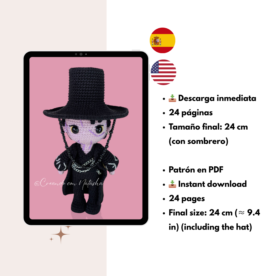 Crochet pattern bundle K-Pop Demon Hunters – Jinu, Jinu the Demon chibi dolls | PDF digital download