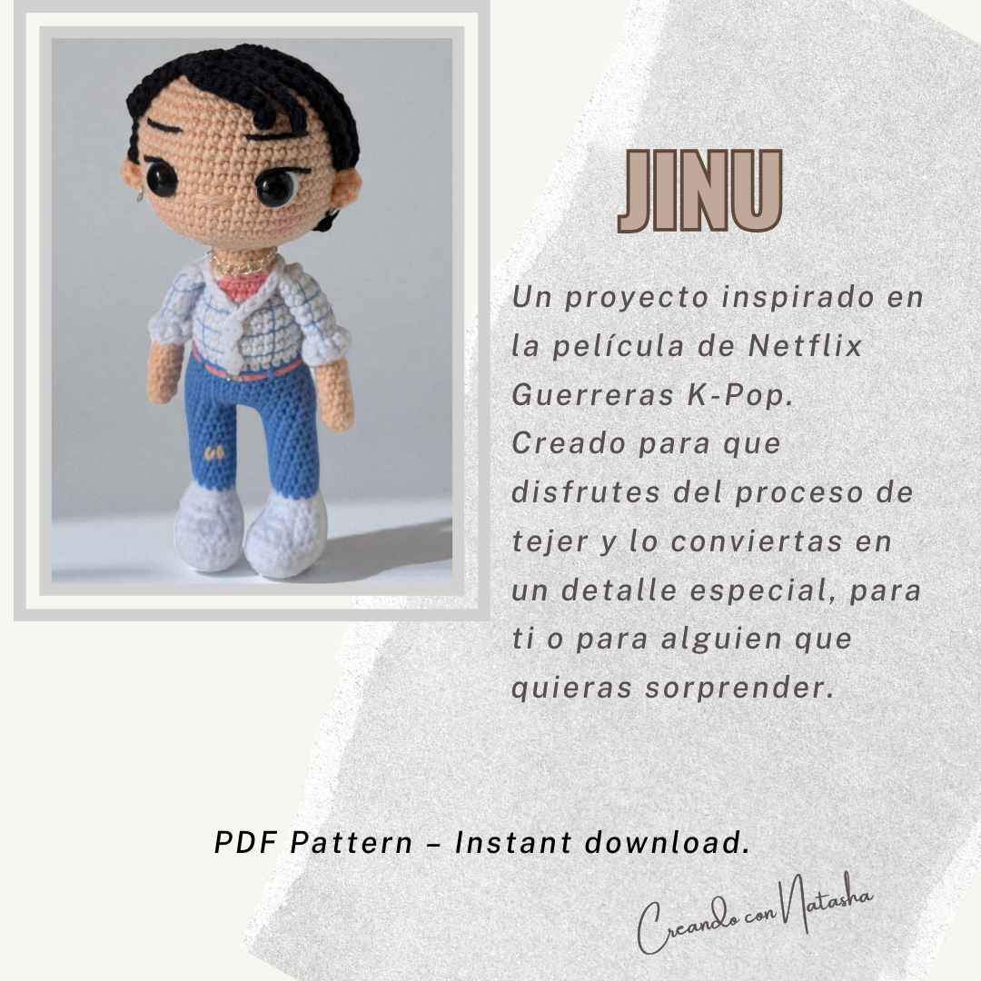 Crochet pattern kpop demon hunter Jinu chibi doll pdf digital download - Saja Boys