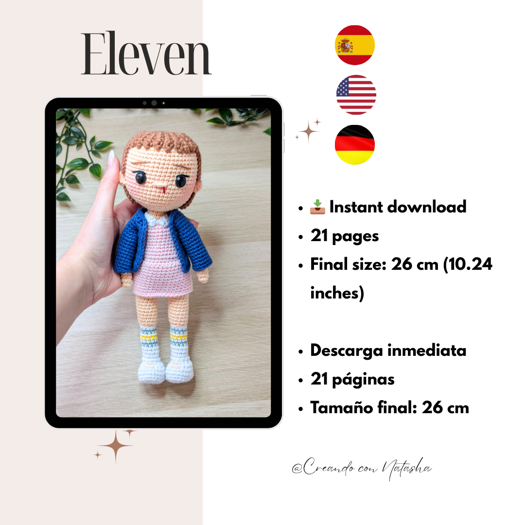 Eleven Amigurumi Crochet Pattern PDF – Digital Download (ES, EN, DE)