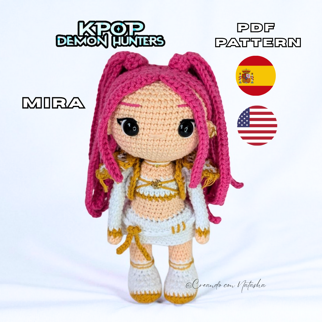 Crochet pattern kpop demon hunter Mira chibi doll pdf digital download