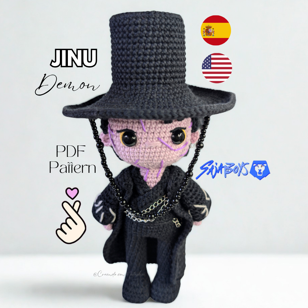 Jinu demon crochet pattern – K-Pop demon hunter amigurumi PDF digital download – Saja Boys