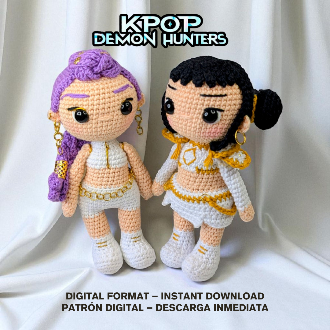 Amigurumi Pattern KPOP Demon Hunter Zoey – Chibi Crochet Doll PDF – KPOP Doll Crochet Pattern – Digital Download
