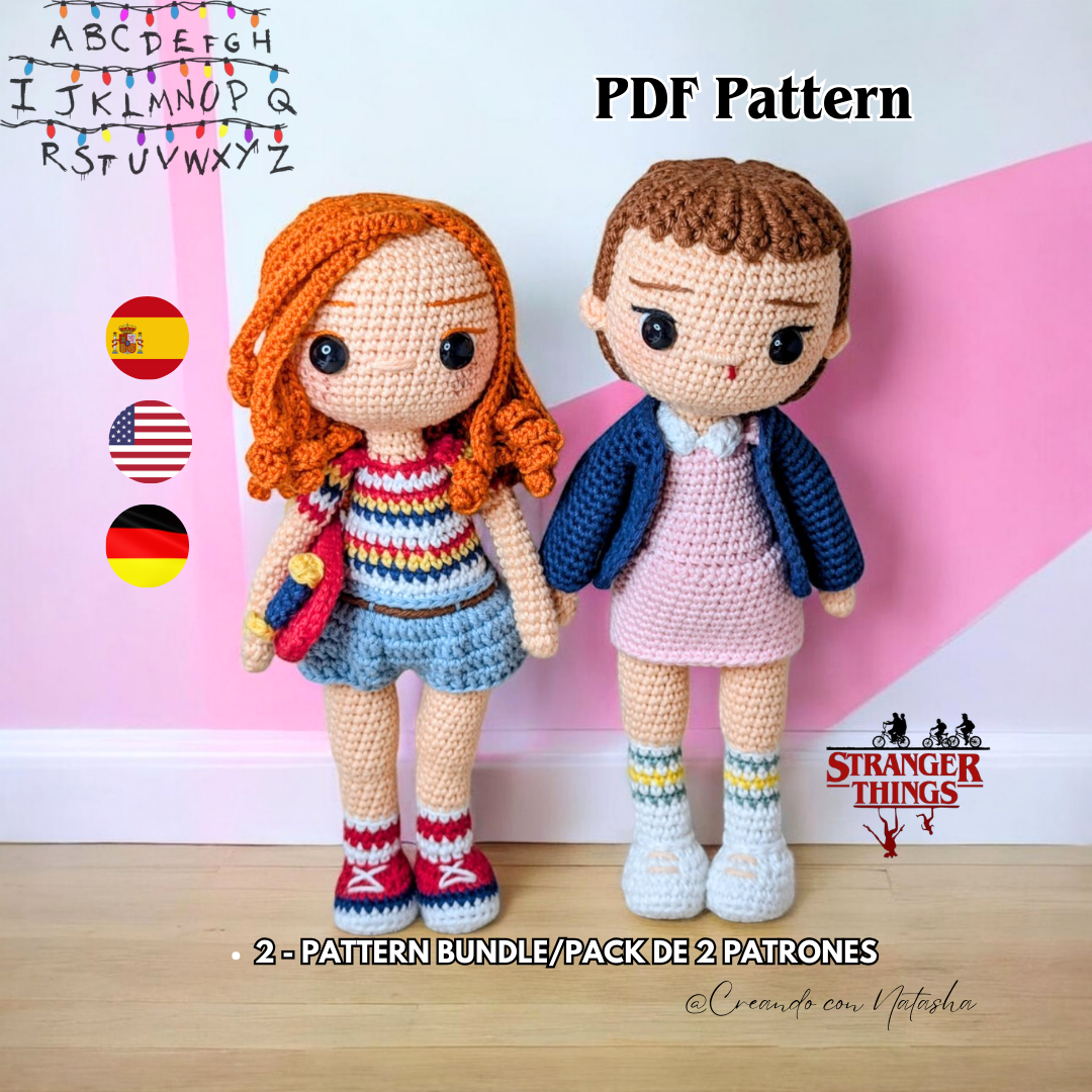 Eleven & Max Crochet Pattern Bundle – Stranger Things Amigurumi PDF (ES, EN, DE)