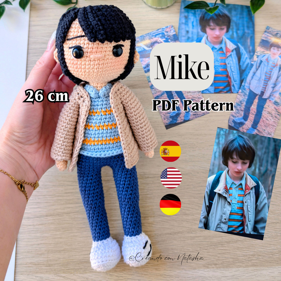 Mike Amigurumi Crochet Pattern PDF – Digital Download (ES, EN, DE)