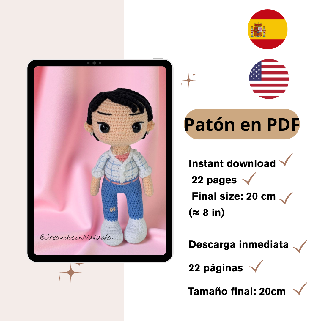 Crochet pattern kpop demon hunter Jinu chibi doll pdf digital download - Saja Boys