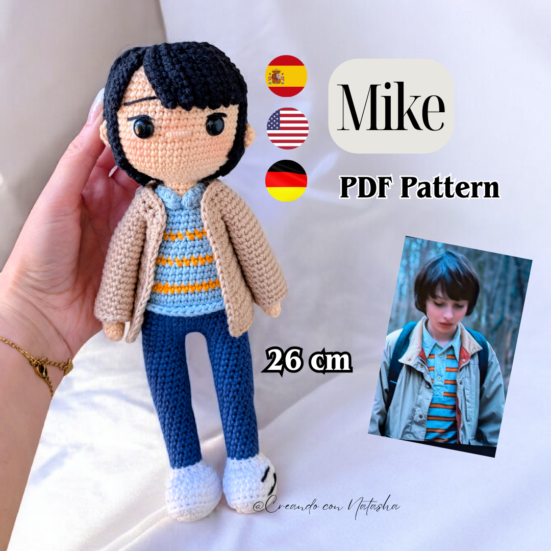 Eleven, Mike & Max Crochet Pattern Bundle – Stranger Things Amigurumi PDF (ES, EN, DE)