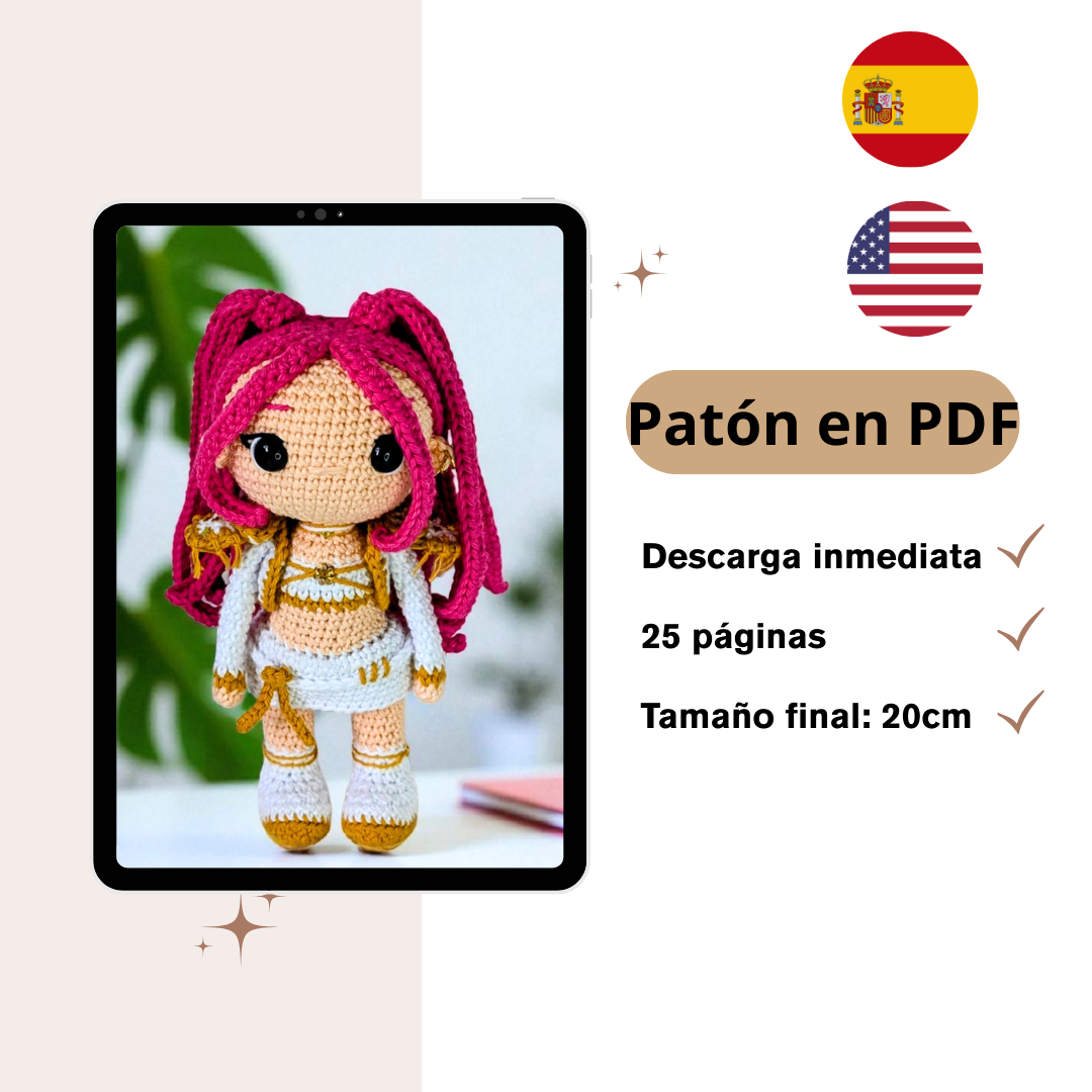 Crochet pattern kpop demon hunter Mira chibi doll pdf digital download