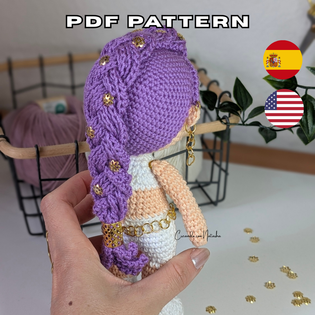 Amigurumi Pattern KPOP Demon Hunter Rumi – Chibi Crochet Doll PDF – KPOP Doll Crochet Pattern – Amigurumi Rumi Guerreras K-Pop