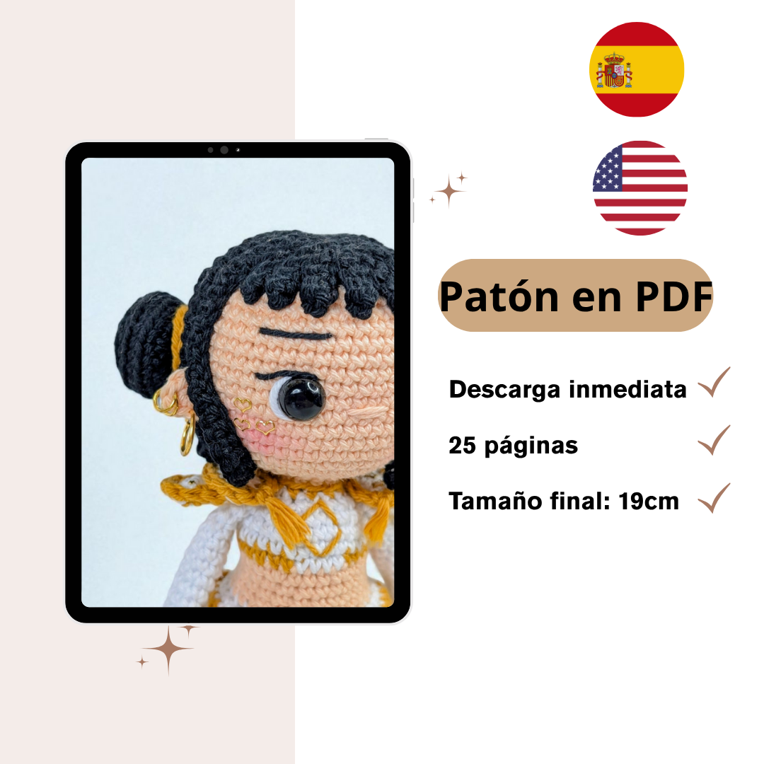 Amigurumi Pattern KPOP Demon Hunter Zoey – Chibi Crochet Doll PDF – KPOP Doll Crochet Pattern – Digital Download