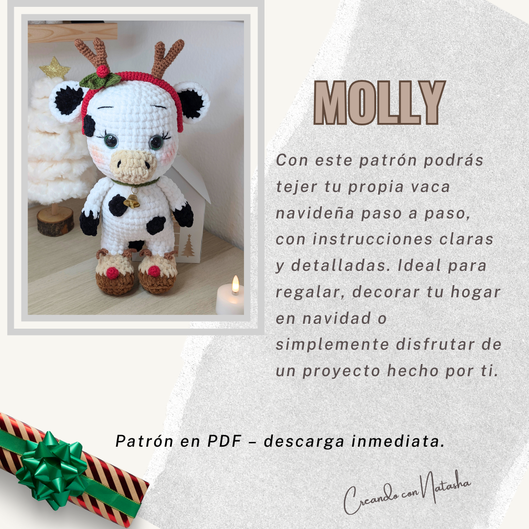 Crochet Cow Pattern – Christmas Cow Amigurumi – Velvet Yarn Plush Toy – PDF Pattern
