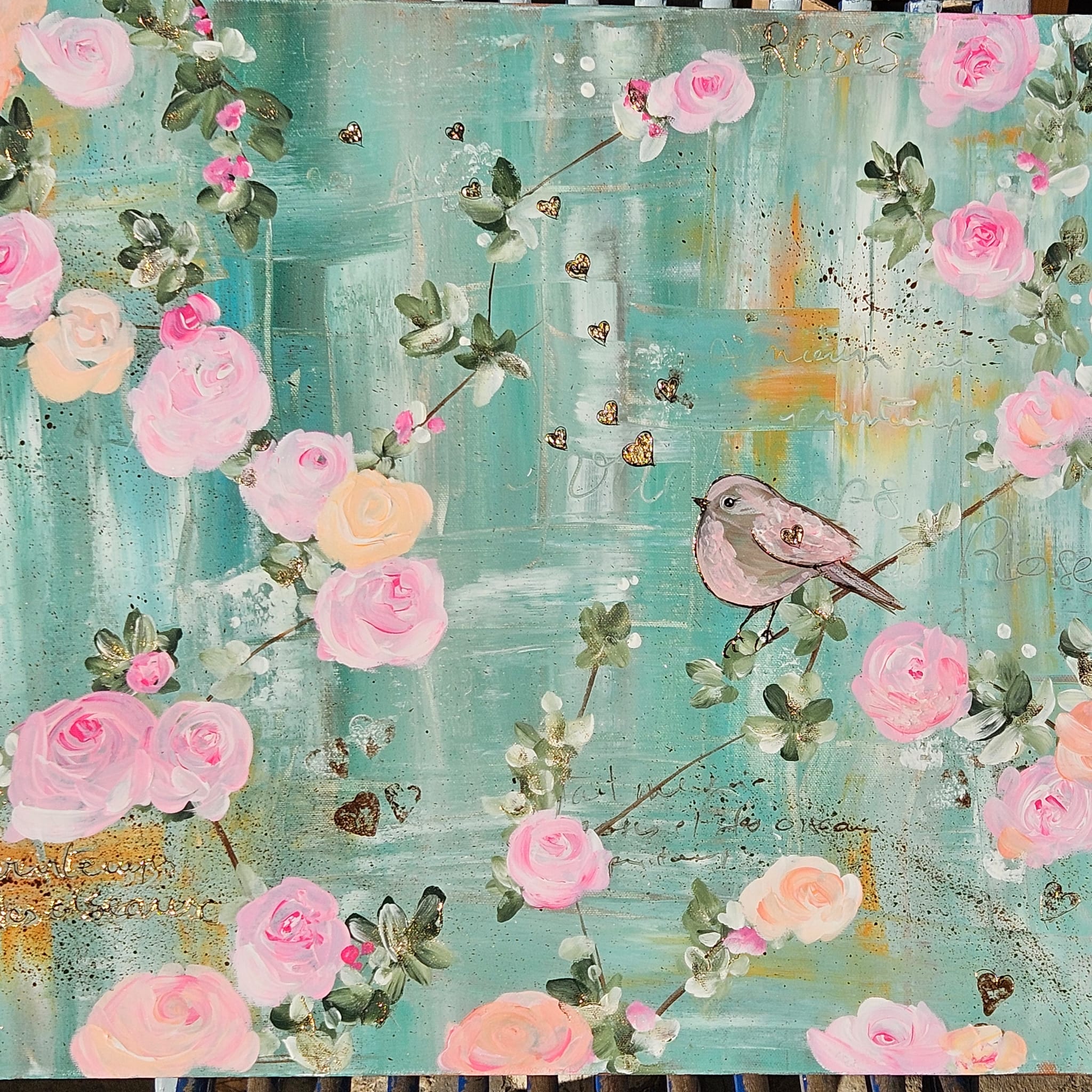 Acrylique sur toile châssis 3D 50×60 cm vitrification vernis UV