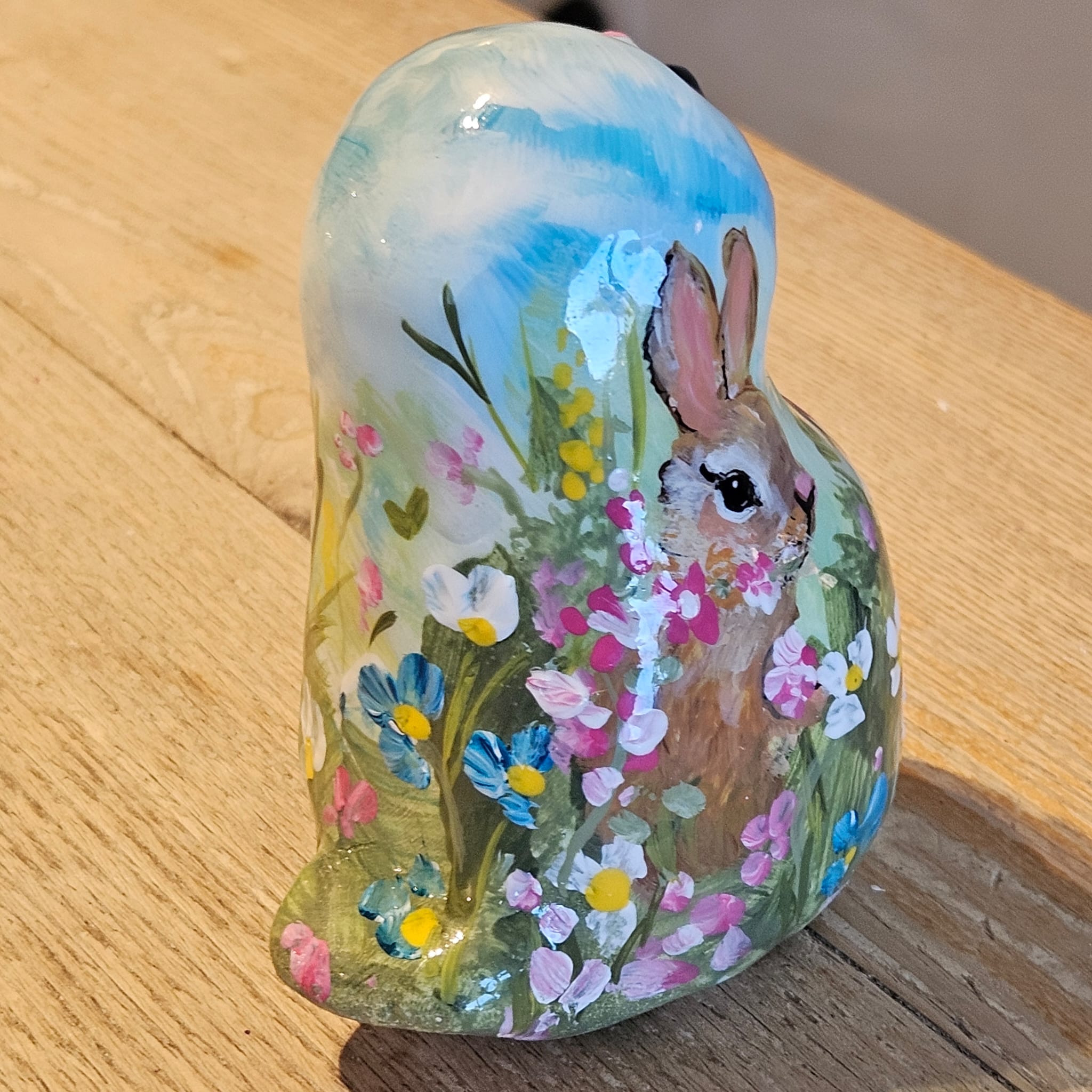 Taille Médium lapin et fleurs