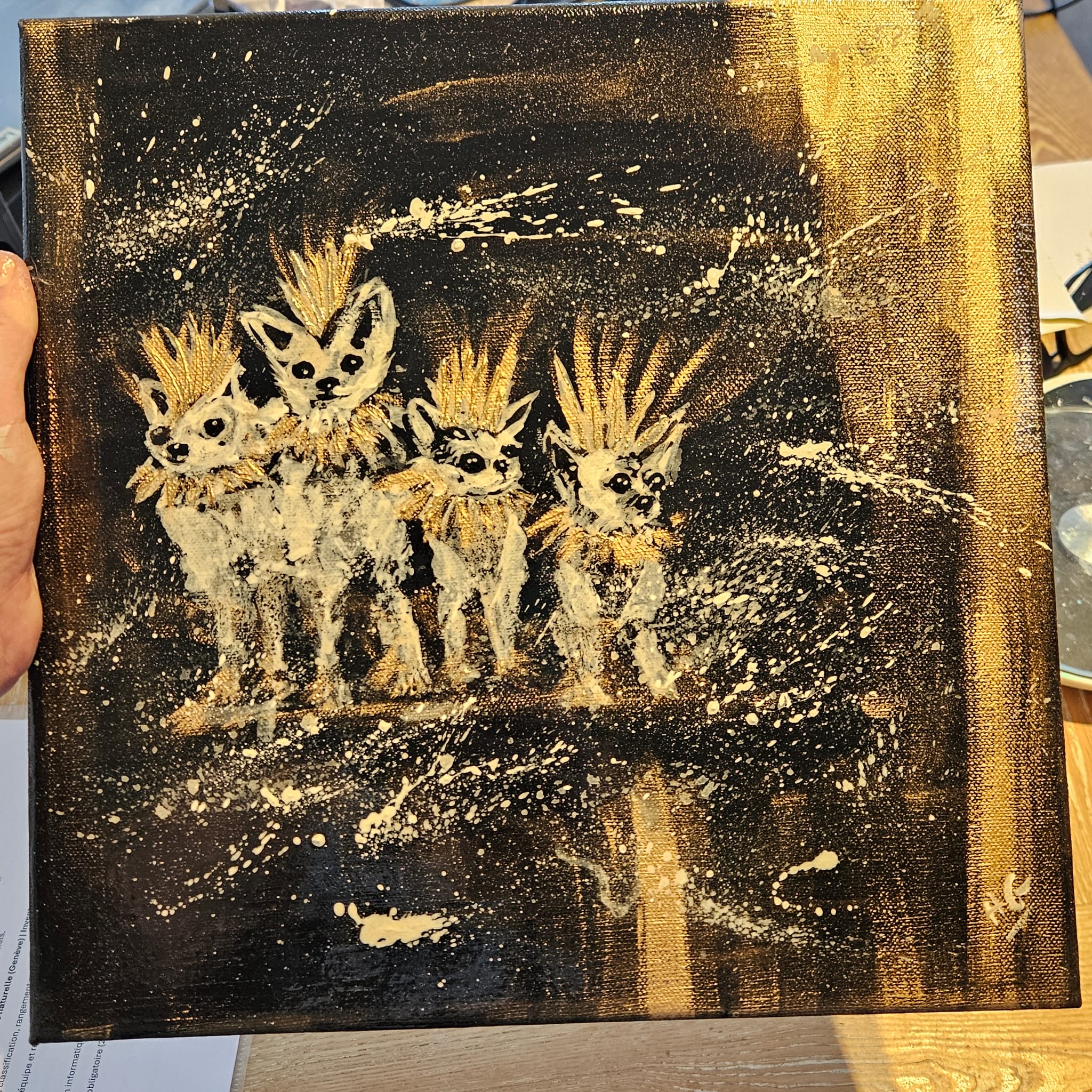 Essaie de copie 😂😂 acrylique sur toile 30×30cm, vernis uv. 