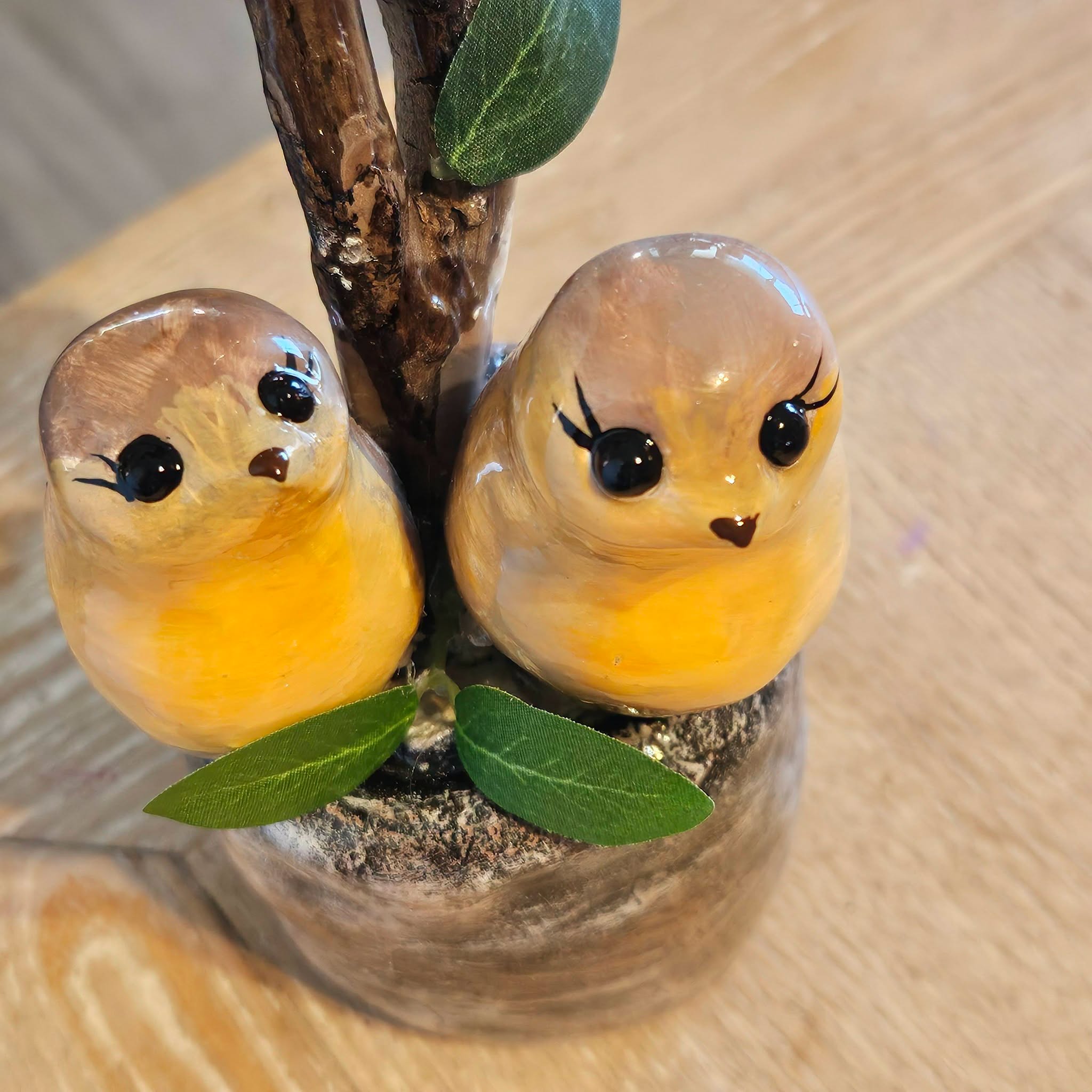 Arbre à Rouge-Gorges - 30 cm - 800 grammes - Prouesse technique d'équilibre et de sobriété - 8 oiseaux