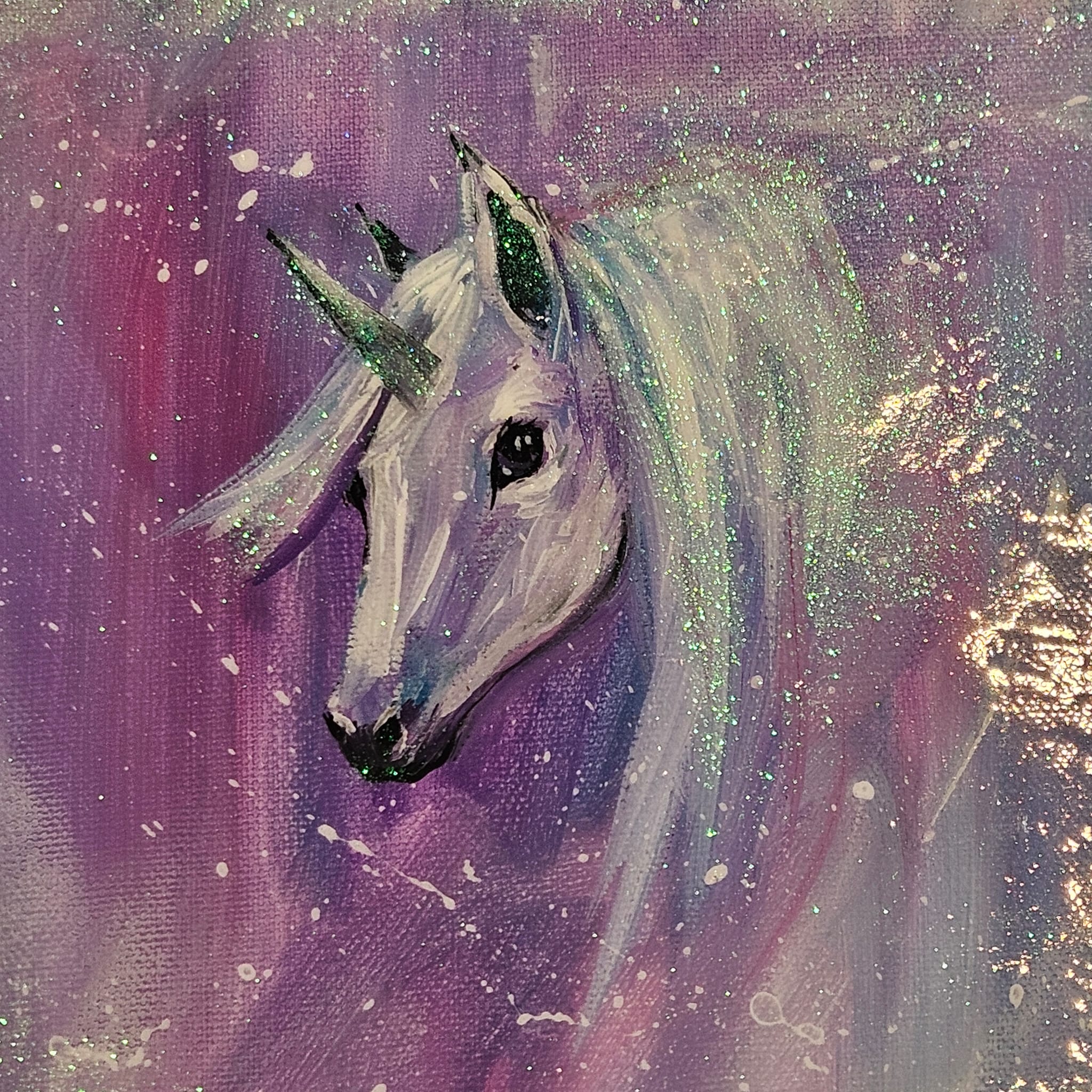 Licorne Acrylique sur toile 20×20cm vernis UV