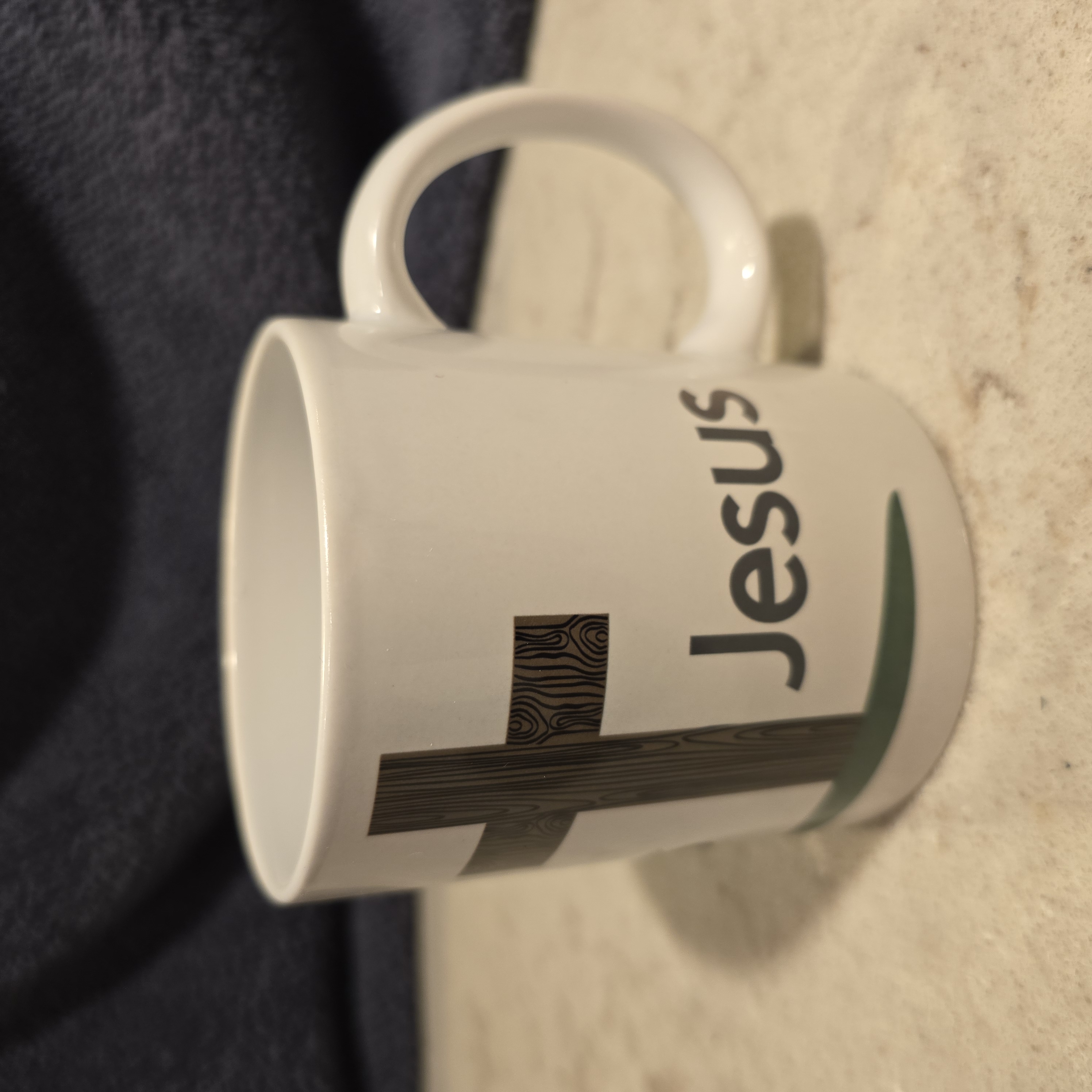 Ceramic Mug with the name of 'Jesus' and Cross Design