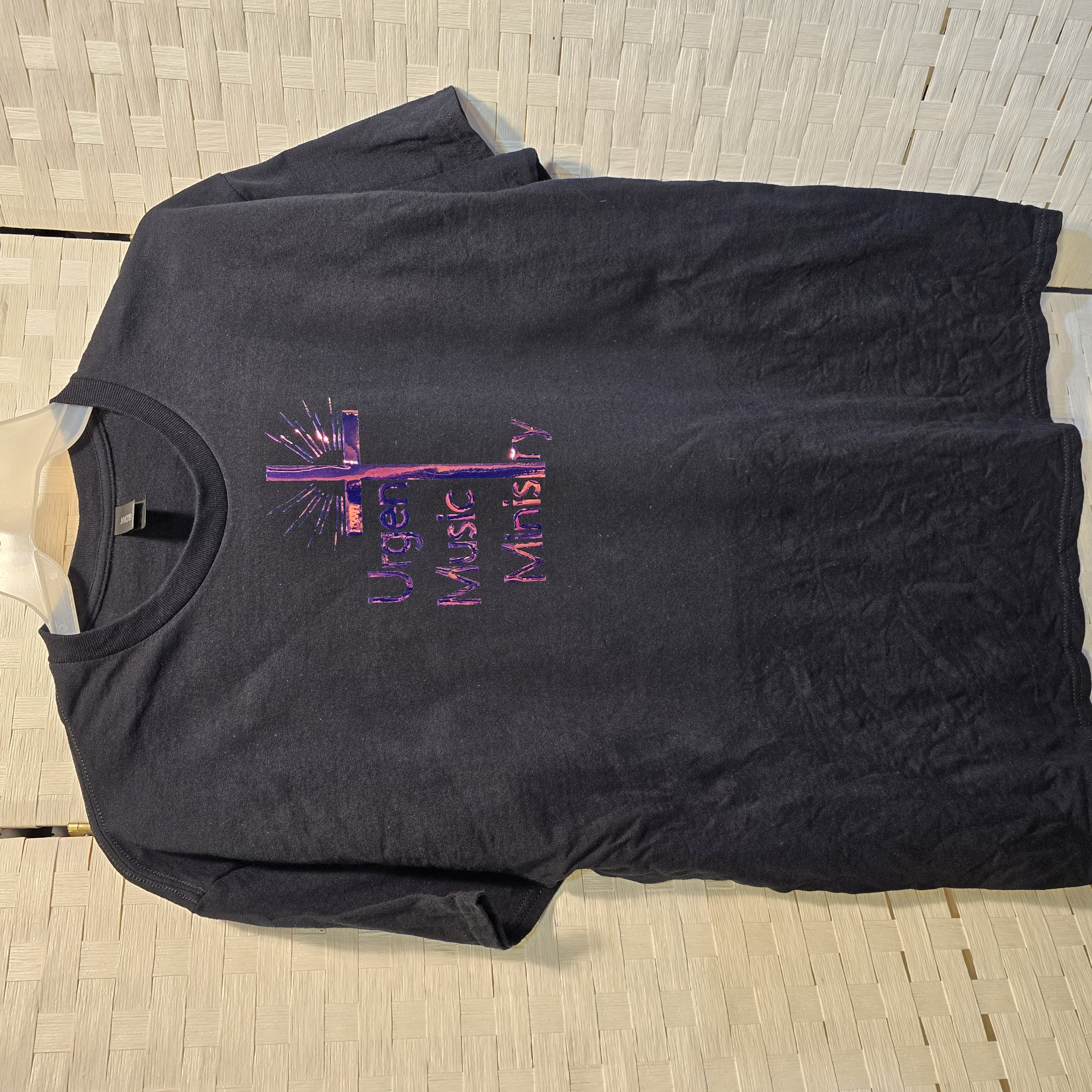 Black T-Shirt with U.M.M. logo in shiny, color changing print.