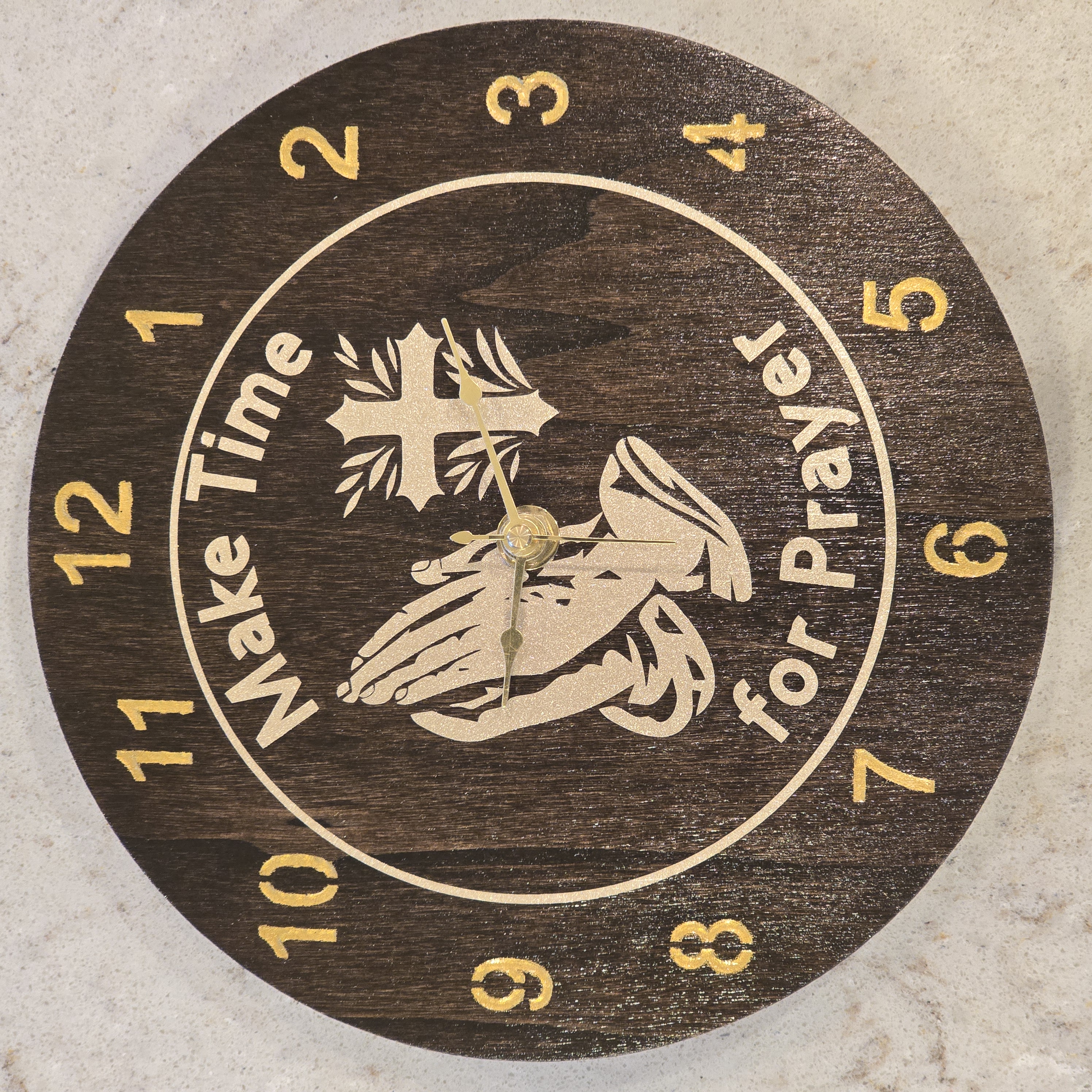 Wooden "Make Time for Prayer" Wall Clock