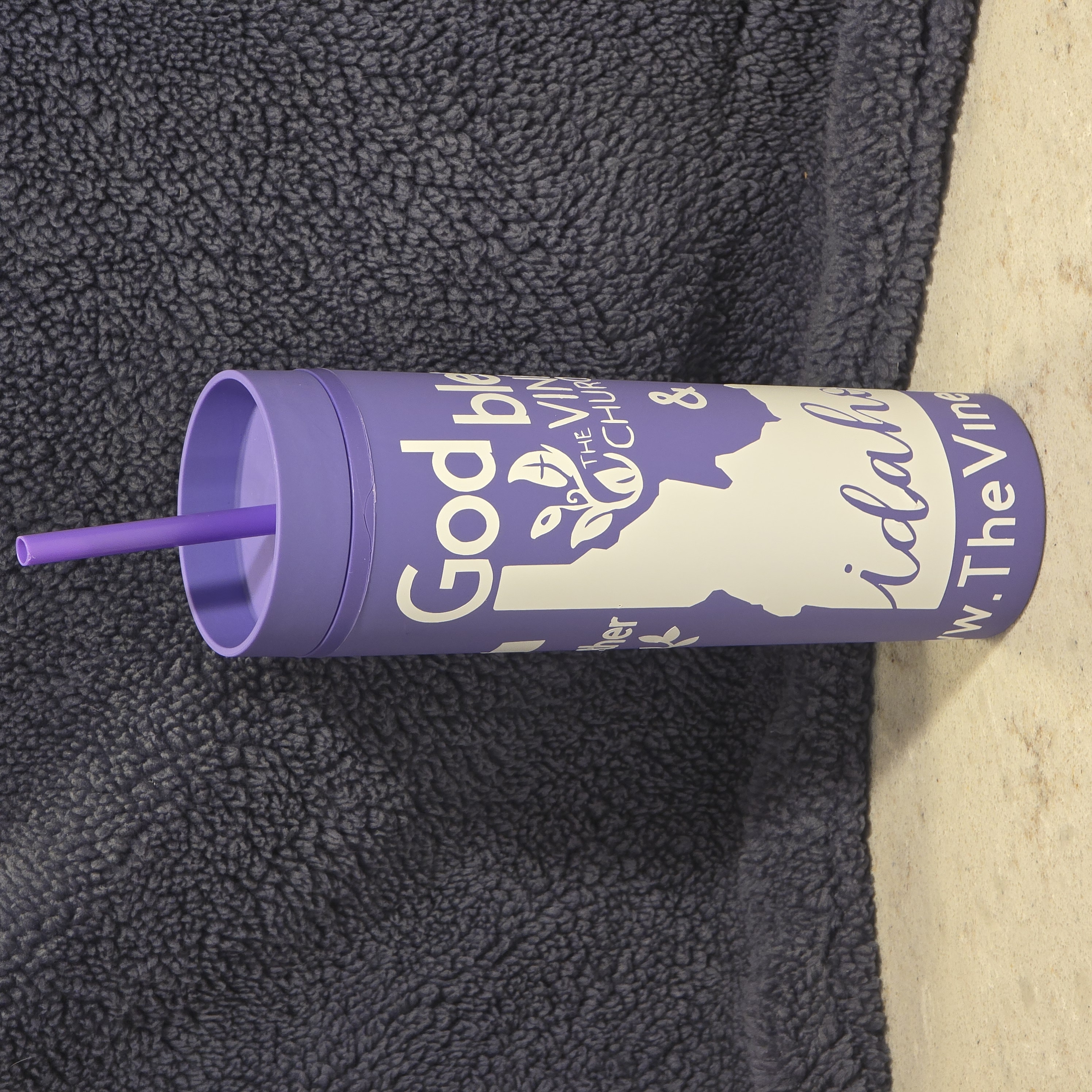 Purple or White Insulated Tumbler with Straw from our "God Bless" collection