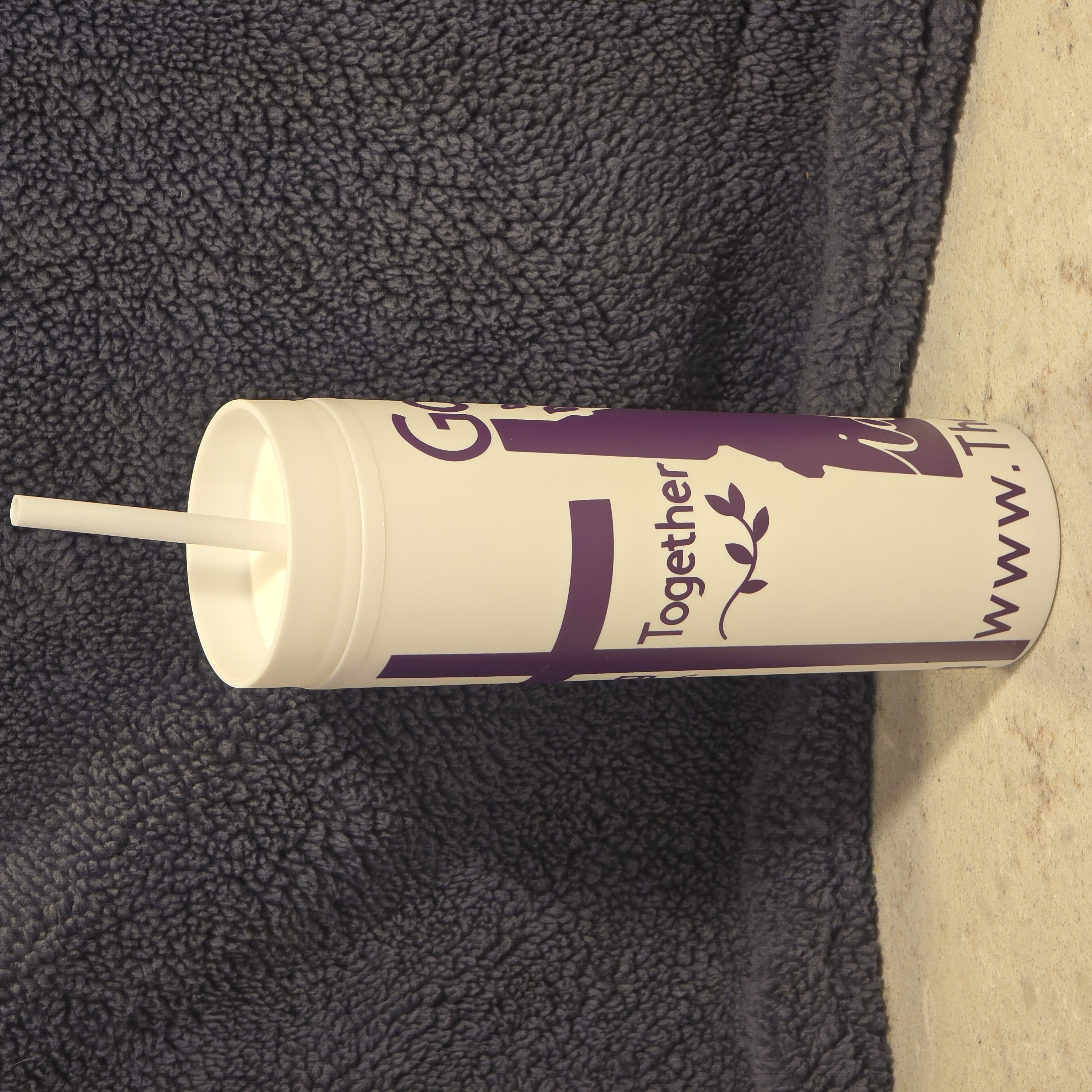 Purple or White Insulated Tumbler with Straw from our "God Bless" collection