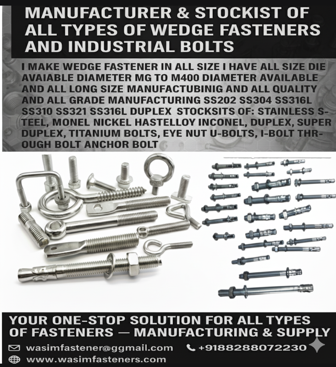 SS Anchor Fastener SS Anchor Bolts SS Wedge Anchor SS Expansion Bolt SS Through Bolt SS Hex Bolt SS Stud Bolts SS U BOLT SS Threaded Rod SS Mechanical Anchor 