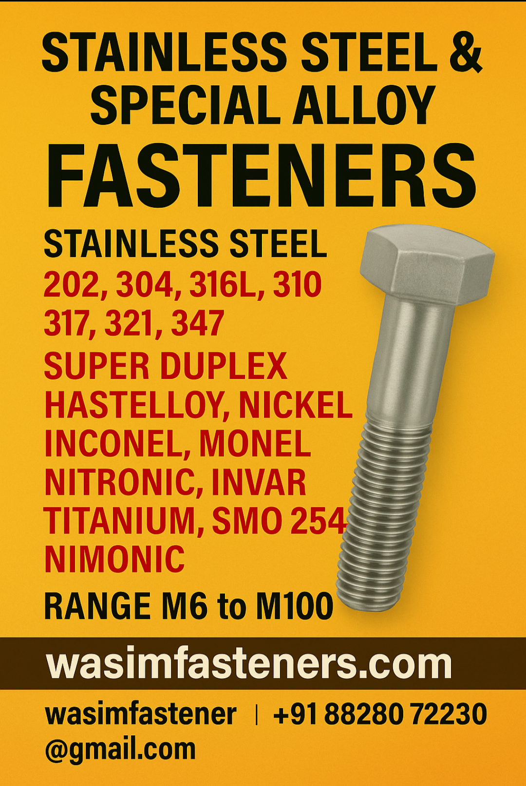 Fastener supplier Stainless Steel & Special Alloy Fasteners