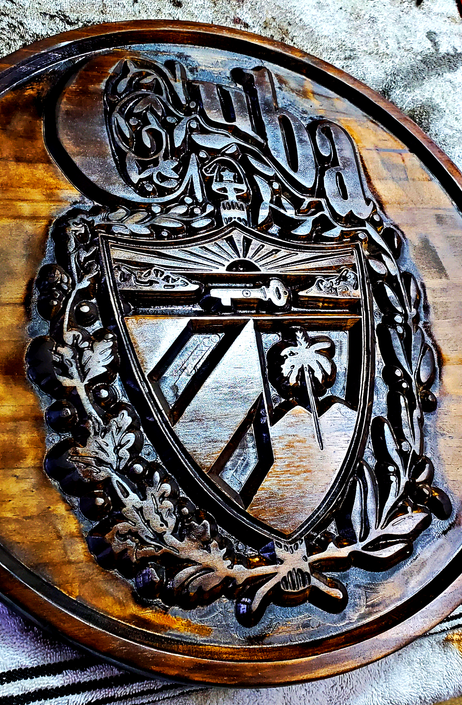 Handcrafted Cuban Coat of Arms Wooden Plaque Uniquely Cuban
