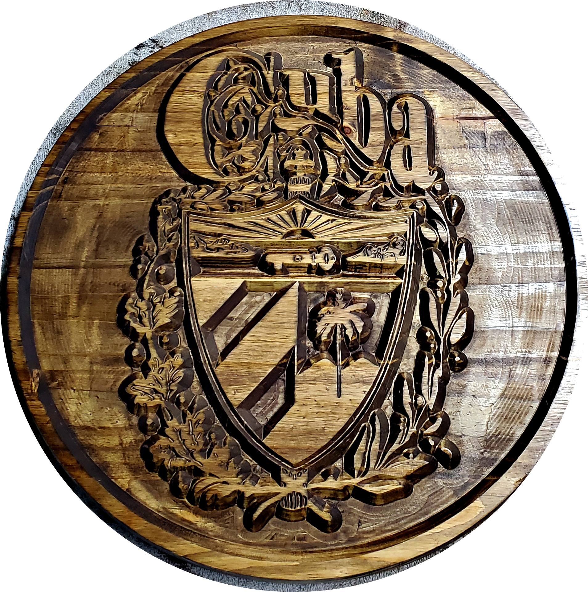Handcrafted Cuban Coat of Arms Wooden Plaque Uniquely Cuban
