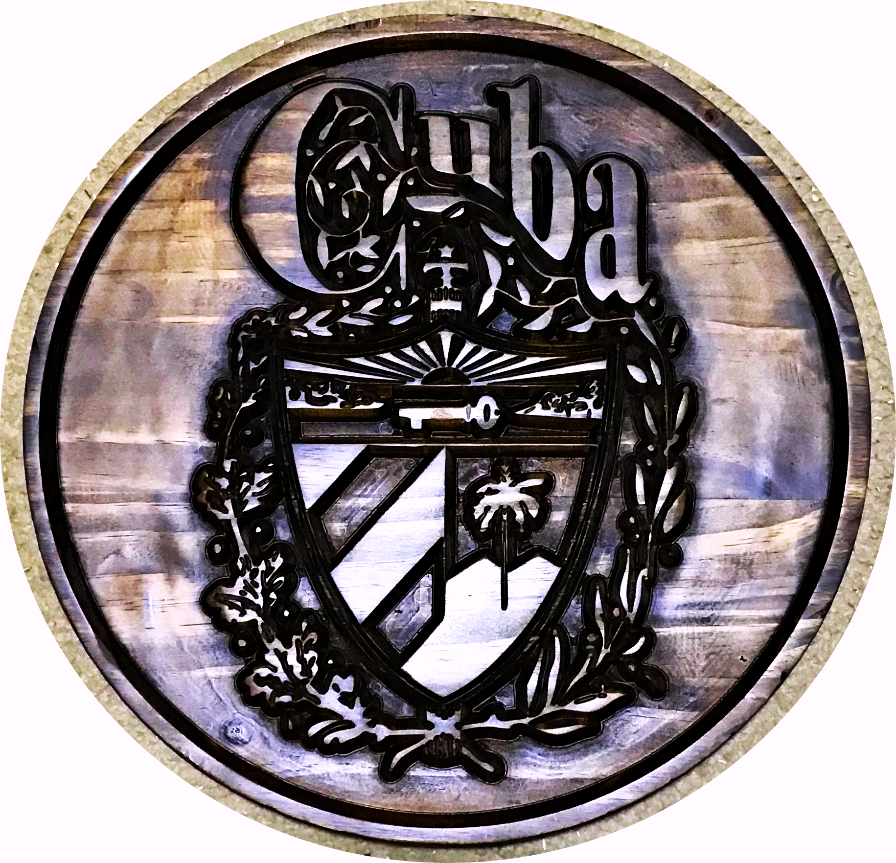 Handcrafted Cuban Coat of Arms Wooden Plaque Uniquely Cuban