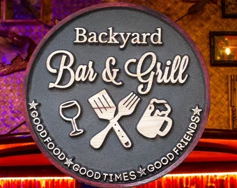 Personalized Pool & Patio Sign Backyard Bar and Grill Pool Deck Last Name Sign Custom Family Name Sign