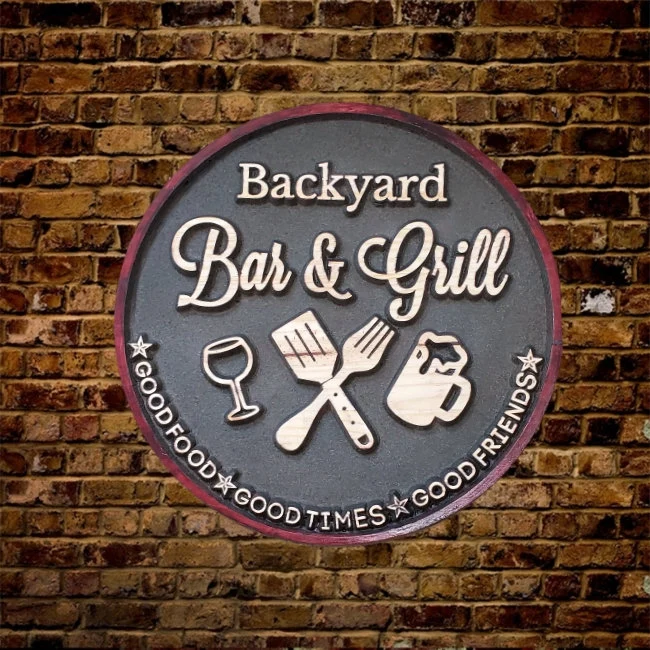 Personalized Pool & Patio Sign Backyard Bar and Grill Pool Deck Last Name Sign Custom Family Name Sign