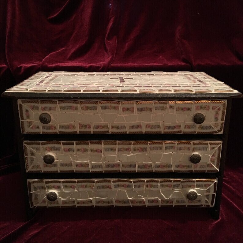 GLORY DAYS Mosaic Chest of Drawers, old-fashioned child's chest of drawers, original mosaic art, unique home decor, Christmas gift for teen