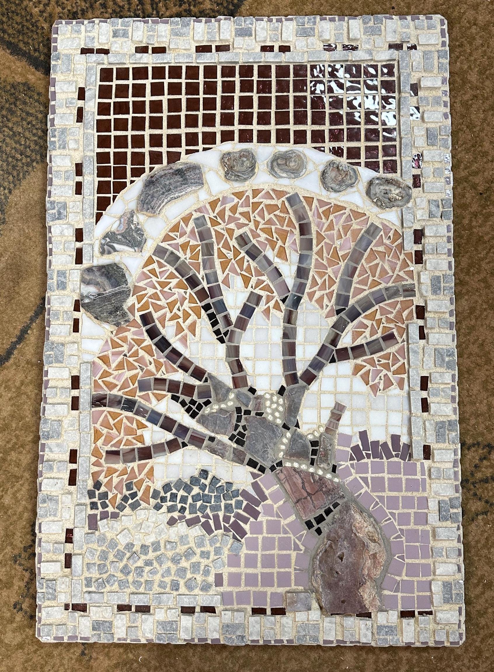 Inside the Marble Box Mosaic Wall Hanging, large beautiful wall decor, marble, agate, chalcedony, very unique decor, Christian Gift Tag