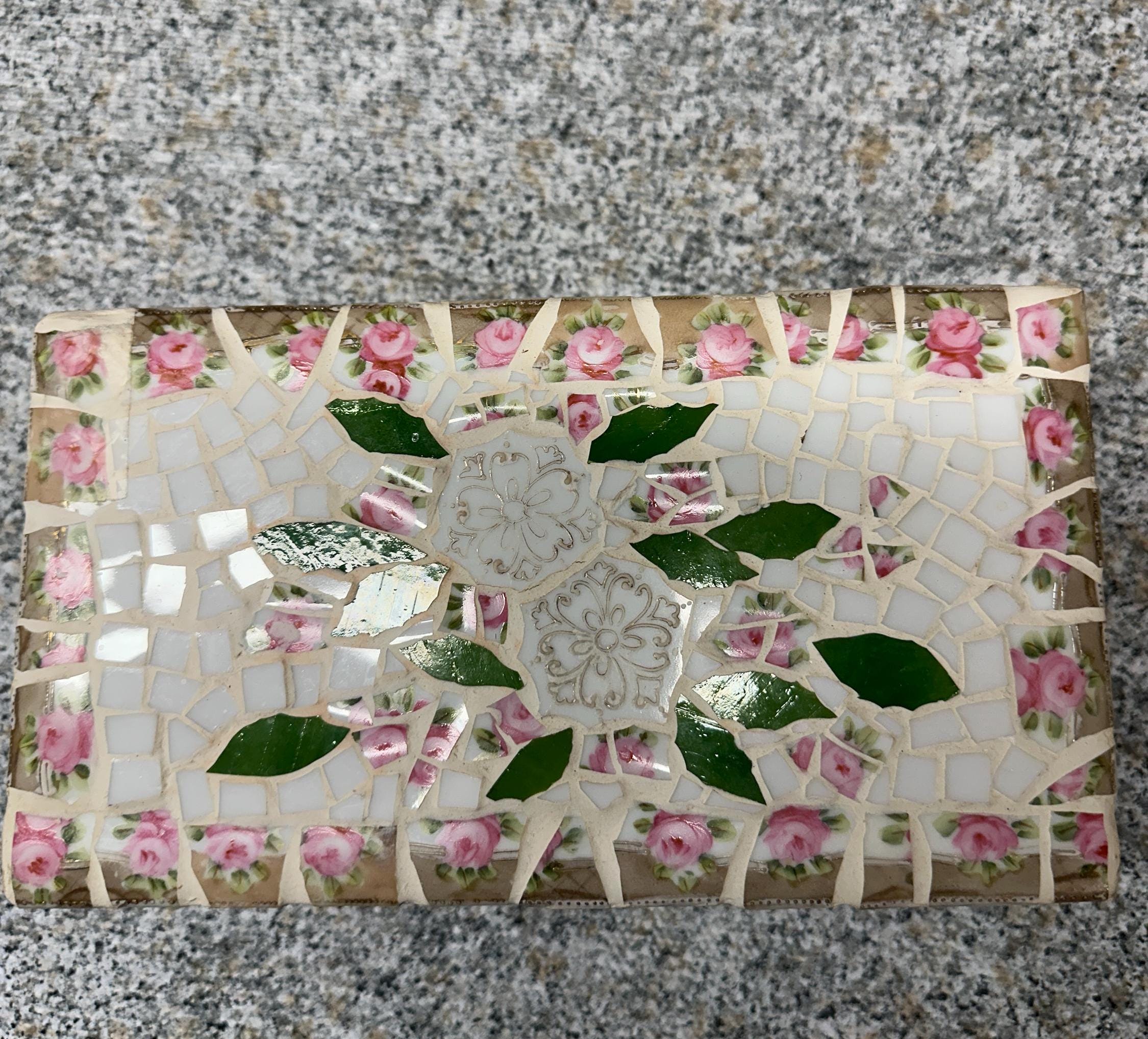 SOLD! Dreamer's Garden Box Mosaic treasures and memory box, great gift, for jewelry, momentos, photos, trinkets! Christian Gift, teen gift