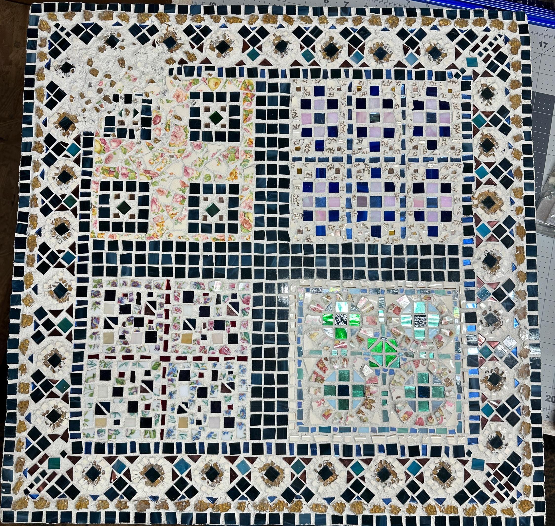 Tattered Quilt Mosaic Wall Hanging, grandma's quilt, large beautiful wall decor, OOAK, best unique home decor, Christian Gift Tag