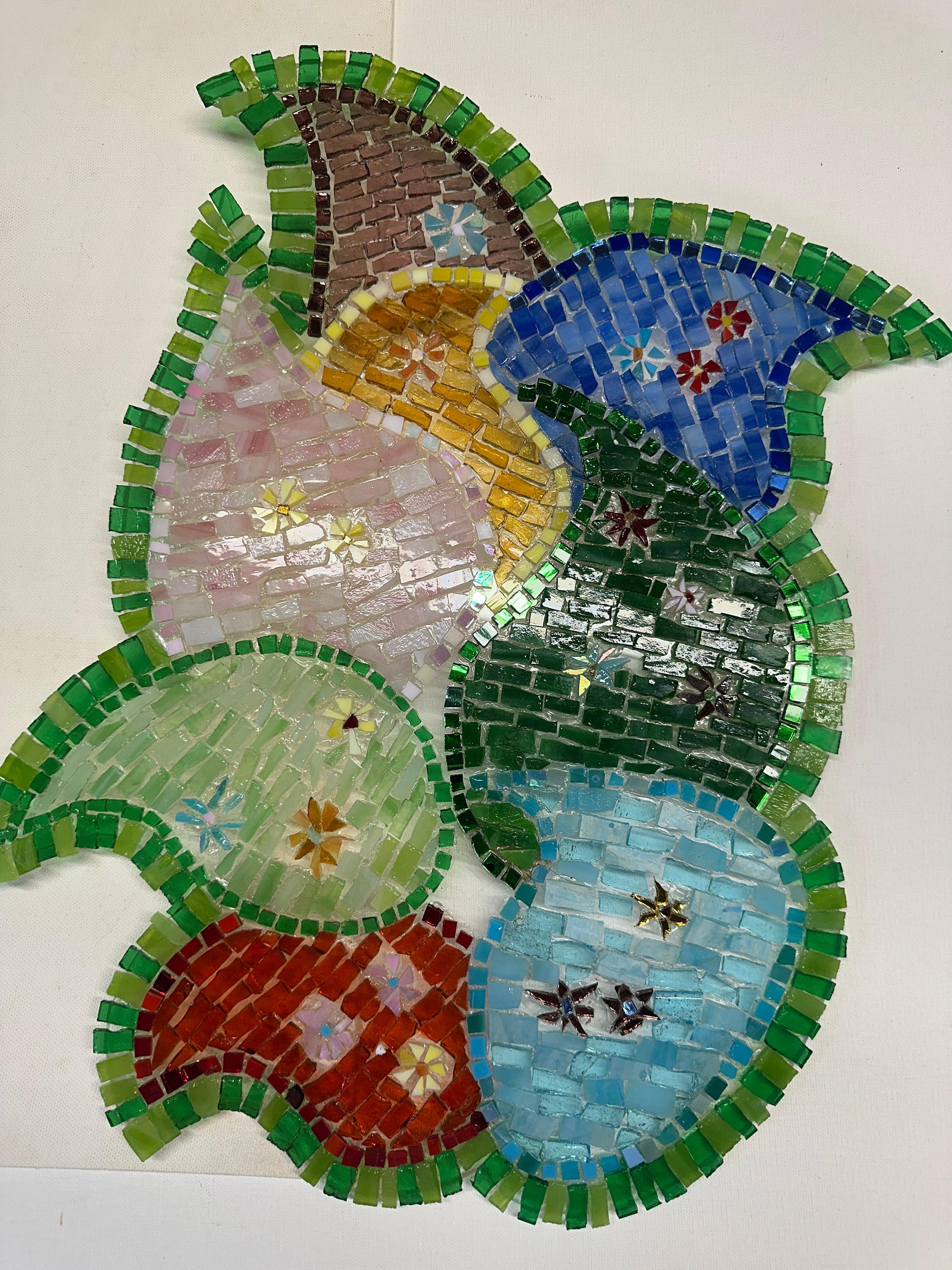 Glass Flower is a unique glass-on-glass Original Mosaic Wall Art, home decor, original art by artist, mixed media, gift for friend, OOAK
