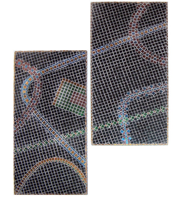 Not One, But Two Original Mosaic Wall Art, modern unique wall decor, original art, includes two pieces to be hung offset together, OOAK art