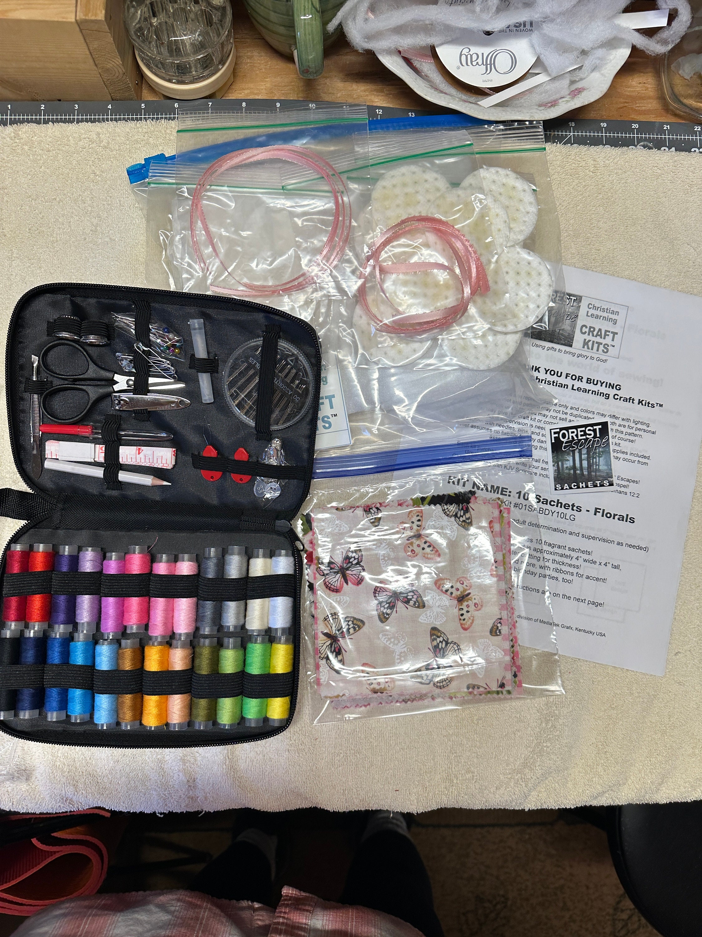 Learn to SEW! Great for a birthday party of friends! Make 10 fragrant sachets with ribbons! Christian Gift