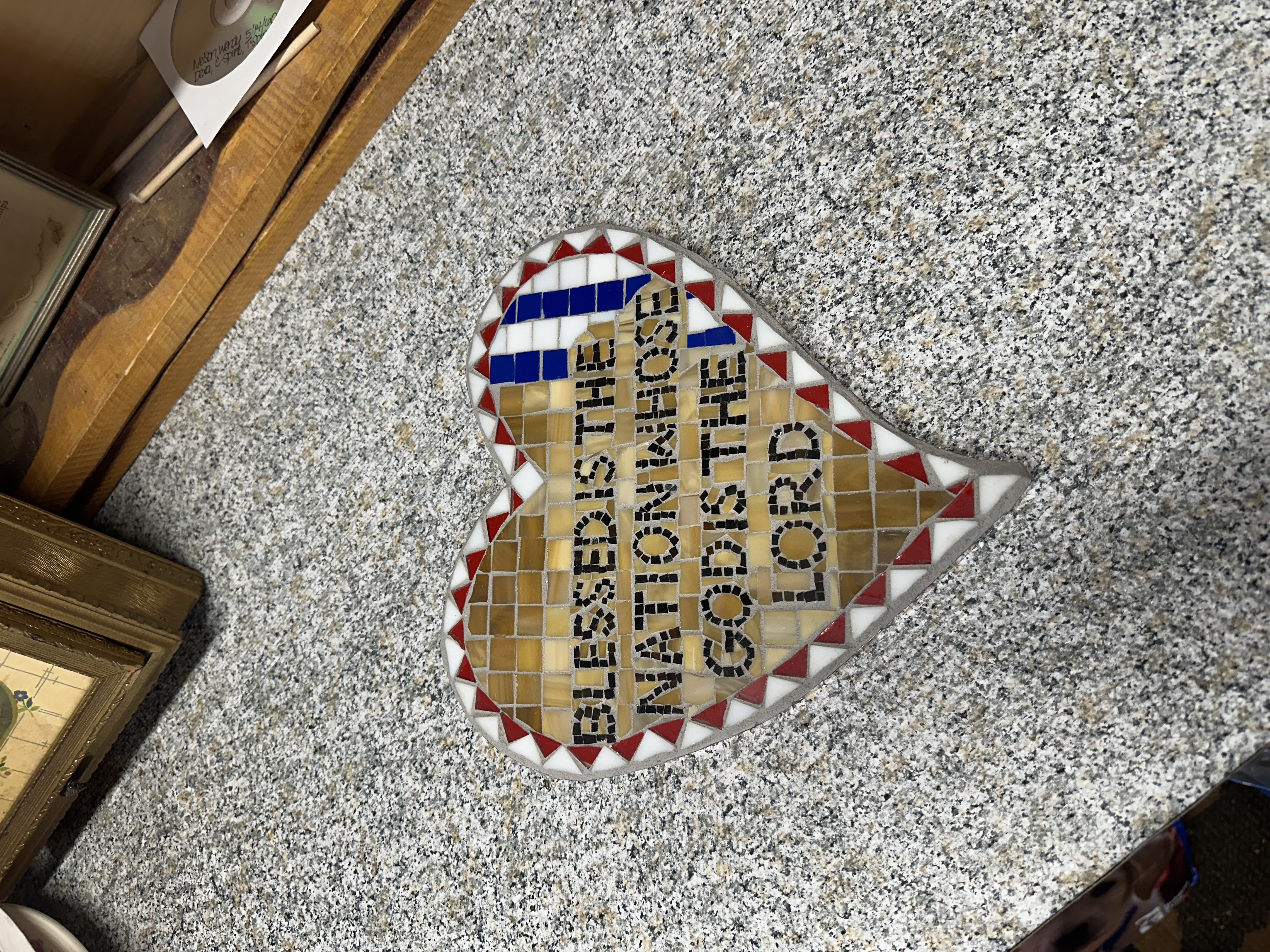 Blessed is the Nation Whose God is the Lord Original Mosaic Wall Art, OOAK patriotic wall decor, Christian gift, gift for your friend